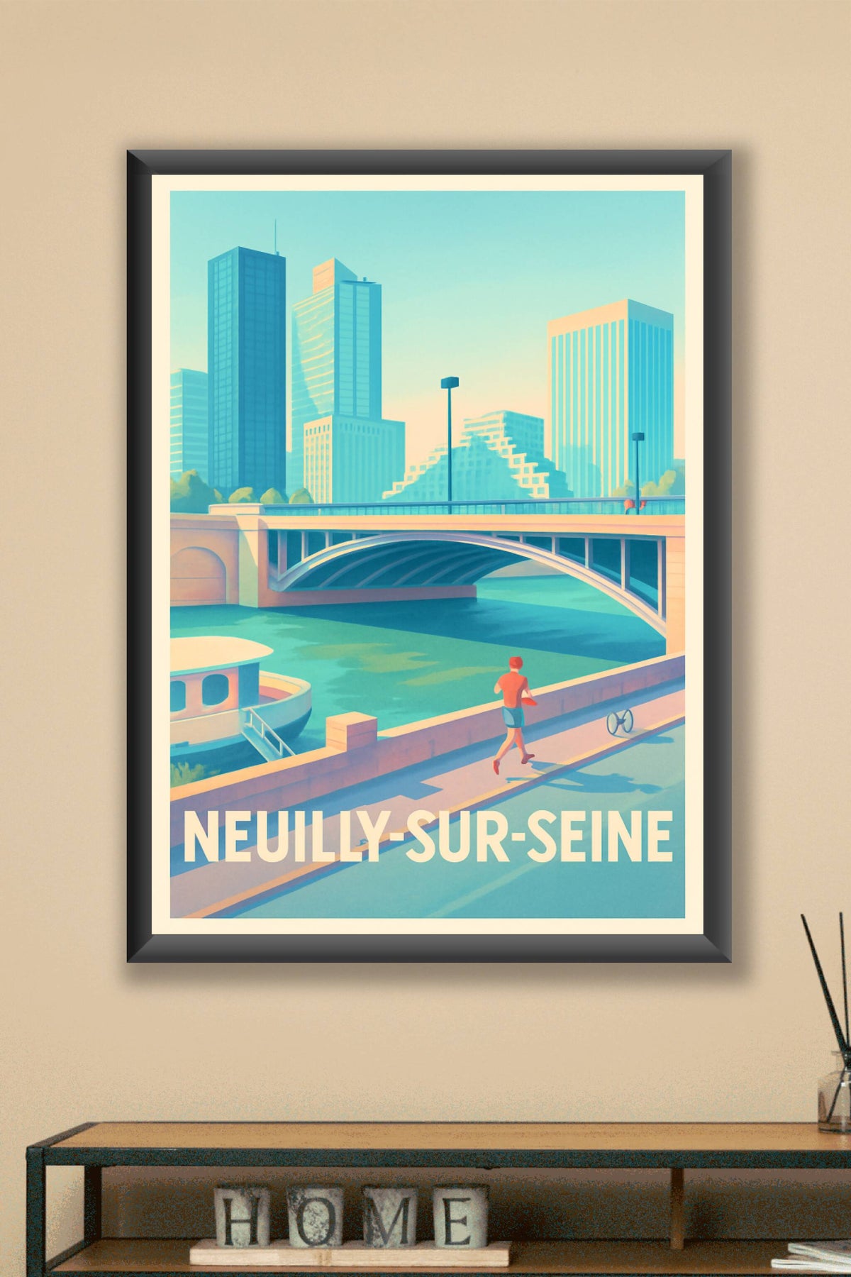 Affiche Neuilly-sur-Seine — Élégance et modernité au fil de l'eau · poster d'art de Neuilly-sur-Seine