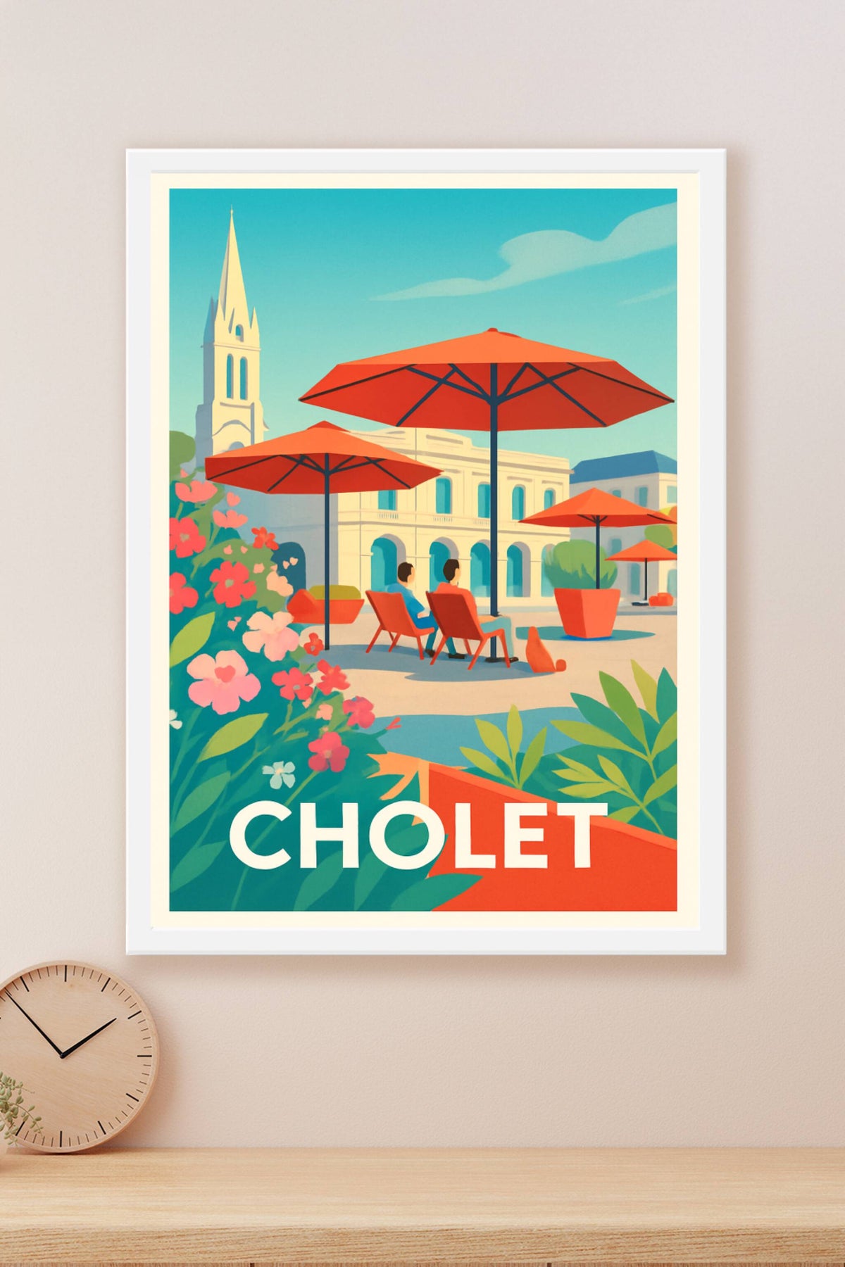 Affiche Cholet — Détente sous les parasols éclatants · poster d'art de Cholet