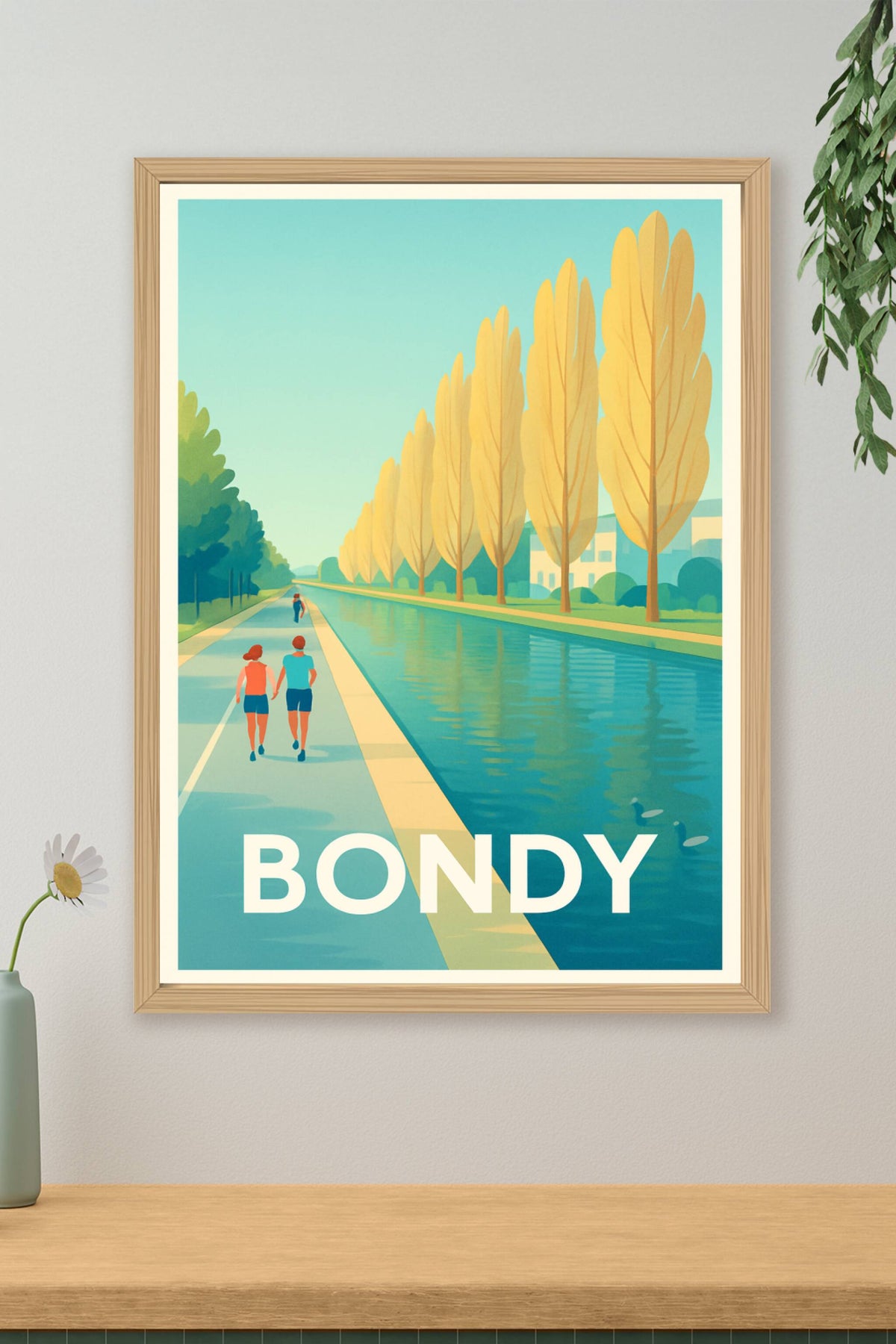 Affiche Bondy — Promenade paisible au fil de l'eau · poster d'art de Bondy