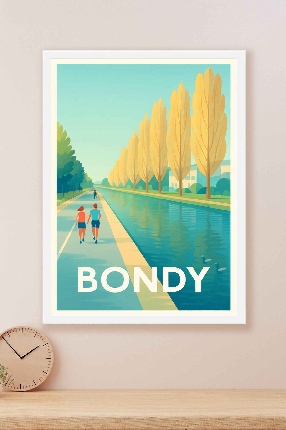 Affiche Bondy — Promenade paisible au fil de l'eau · poster d'art de Bondy