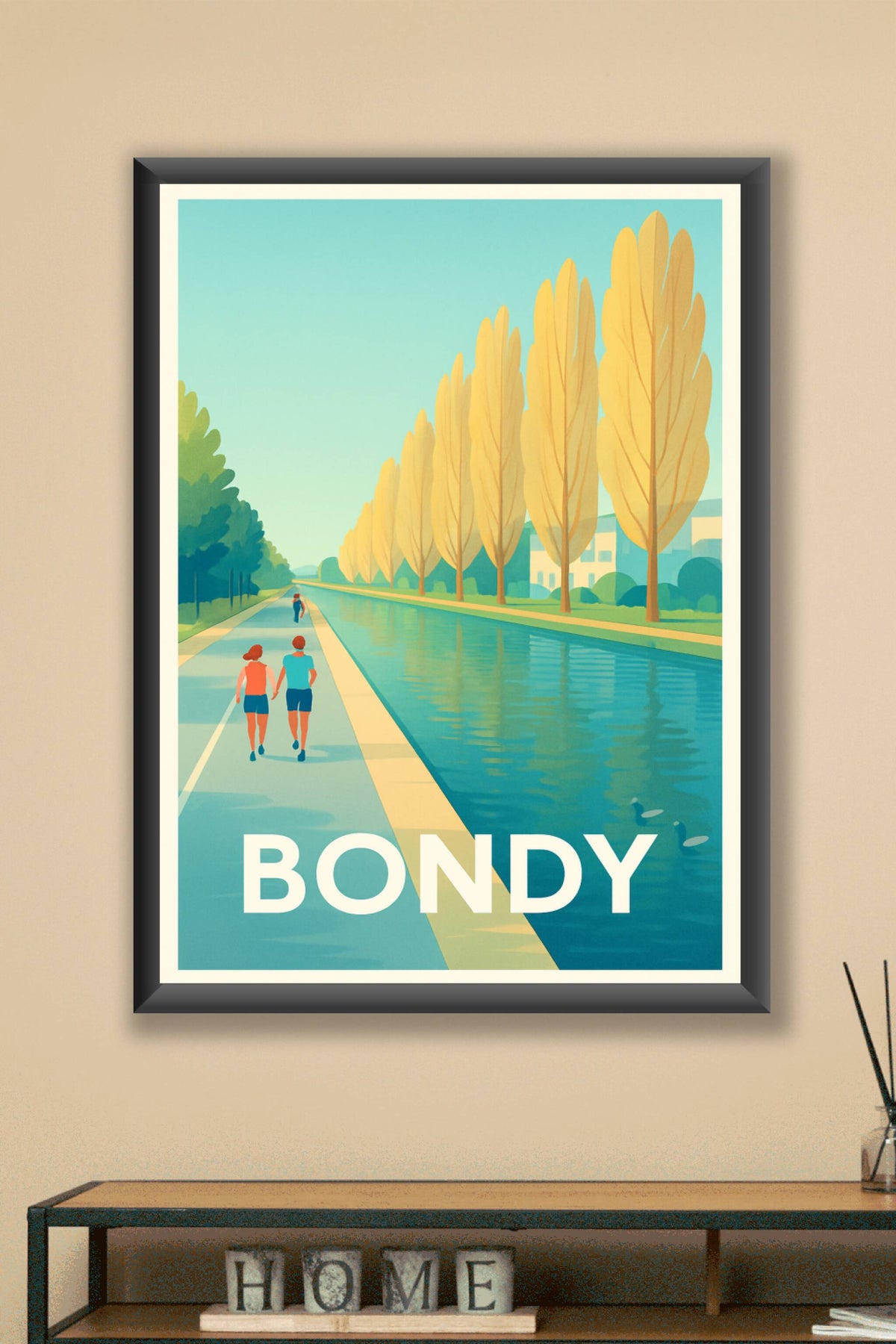 Affiche Bondy — Promenade paisible au fil de l'eau · poster d'art de Bondy