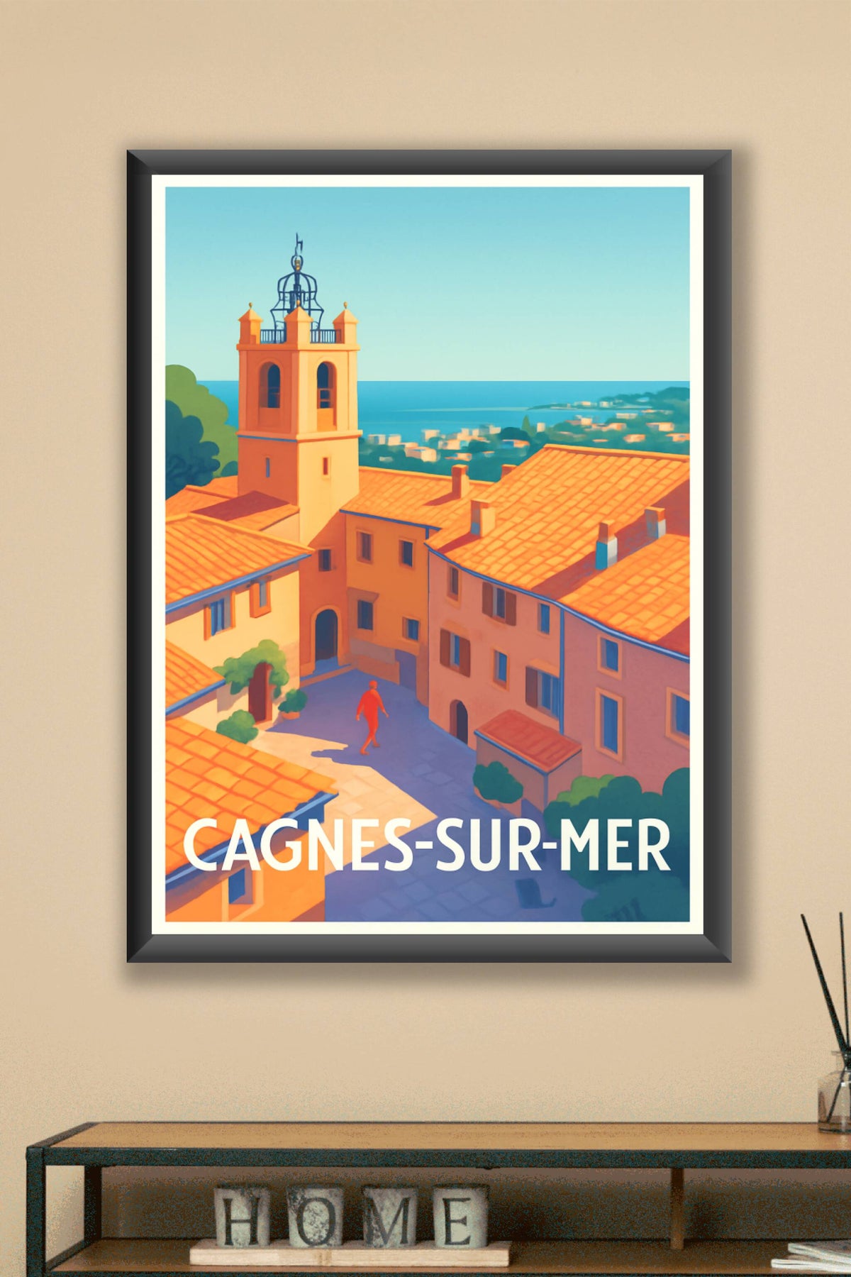 Affiche Cagnes-sur-Mer — Charme Méditerranéen et Lumière d'Azur · poster d'art de Cagnes-sur-Mer