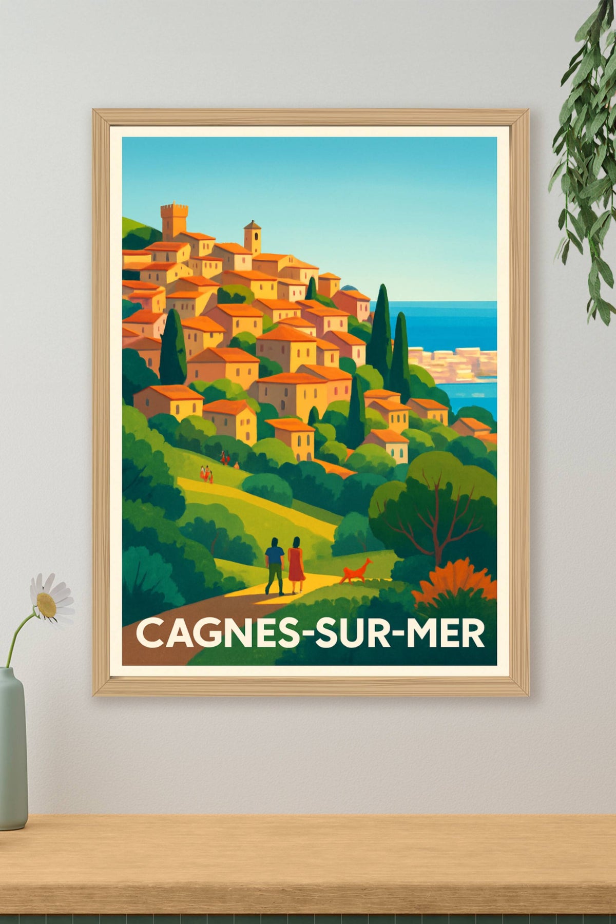 Affiche Cagnes-sur-Mer — Charme méditerranéen au bord de l'eau · poster d'art de Cagnes-sur-Mer