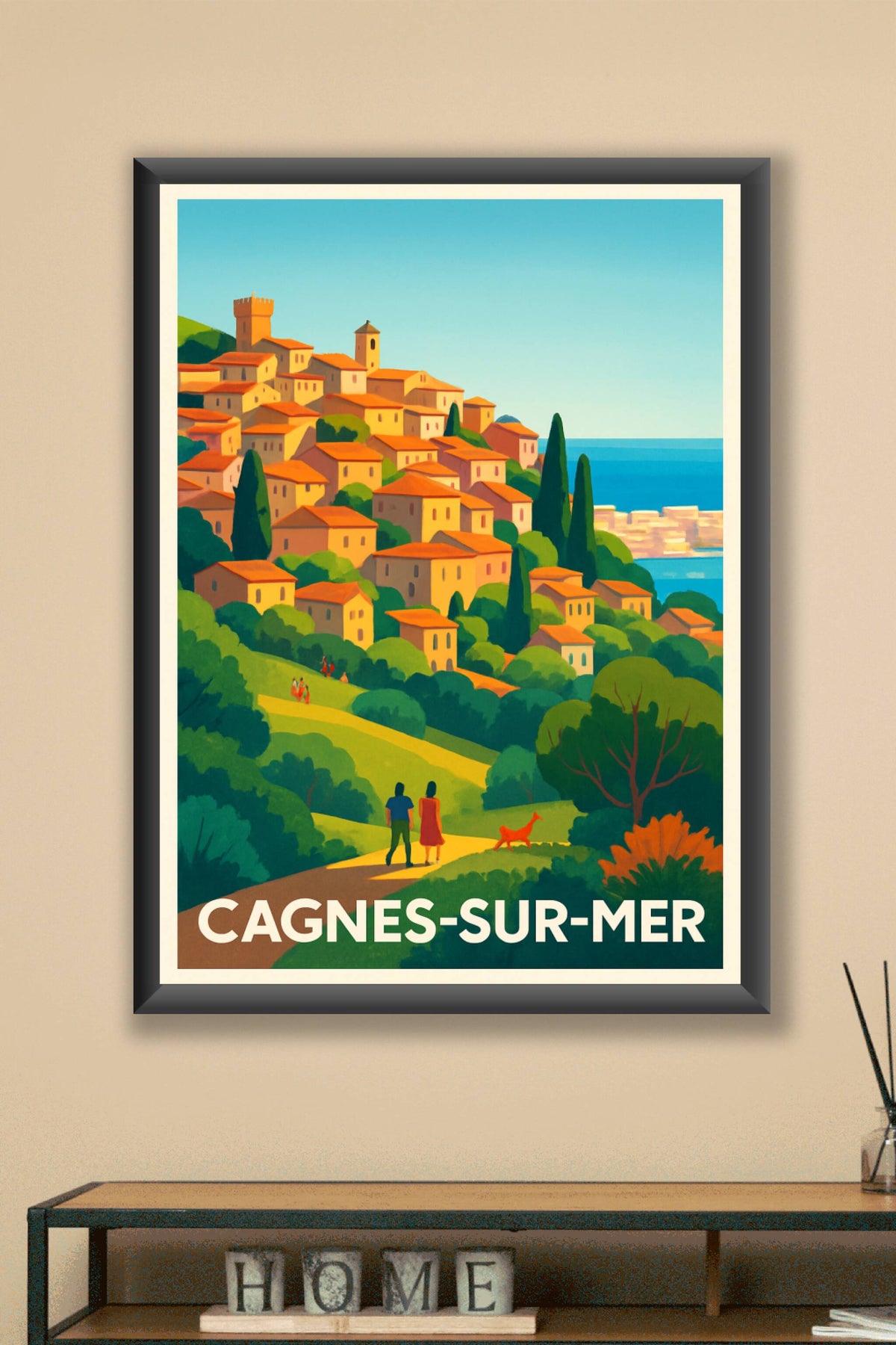 Affiche Cagnes-sur-Mer — Charme méditerranéen au bord de l'eau · poster d'art de Cagnes-sur-Mer