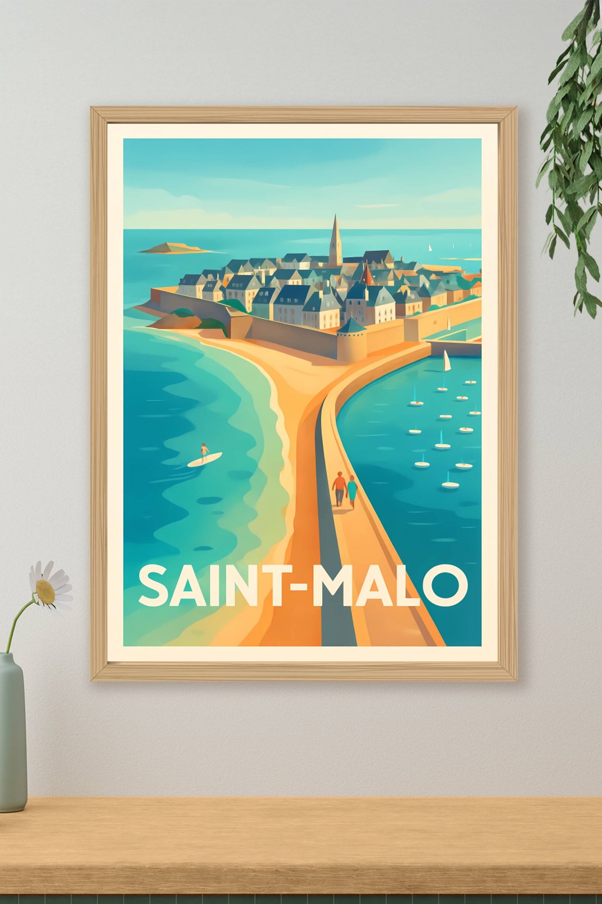 Affiche Saint-Malo — Escale en bord de mer et cité corsaire · poster d'art de Saint-Malo