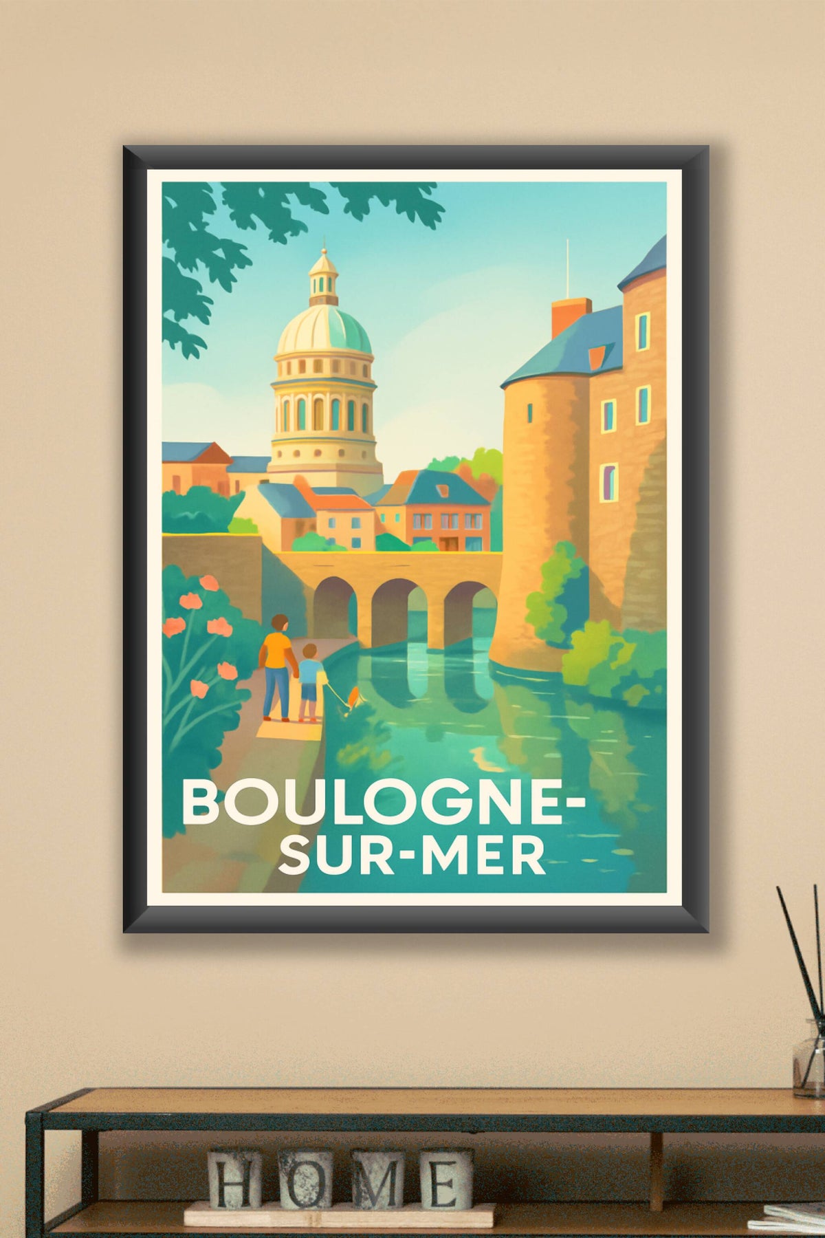 Affiche Boulogne-sur-Mer — Charme intemporel au fil de l'eau · poster d'art de Boulogne-sur-Mer
