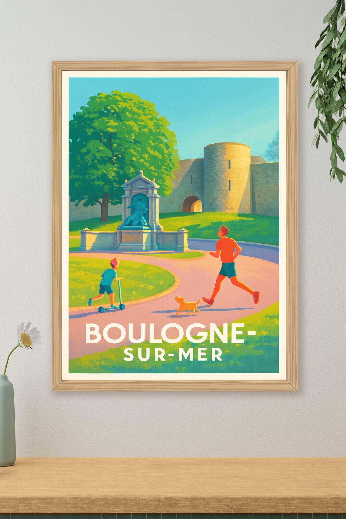 Affiche Boulogne-sur-Mer — Balade ensoleillée au parc · poster d'art de Boulogne-sur-Mer