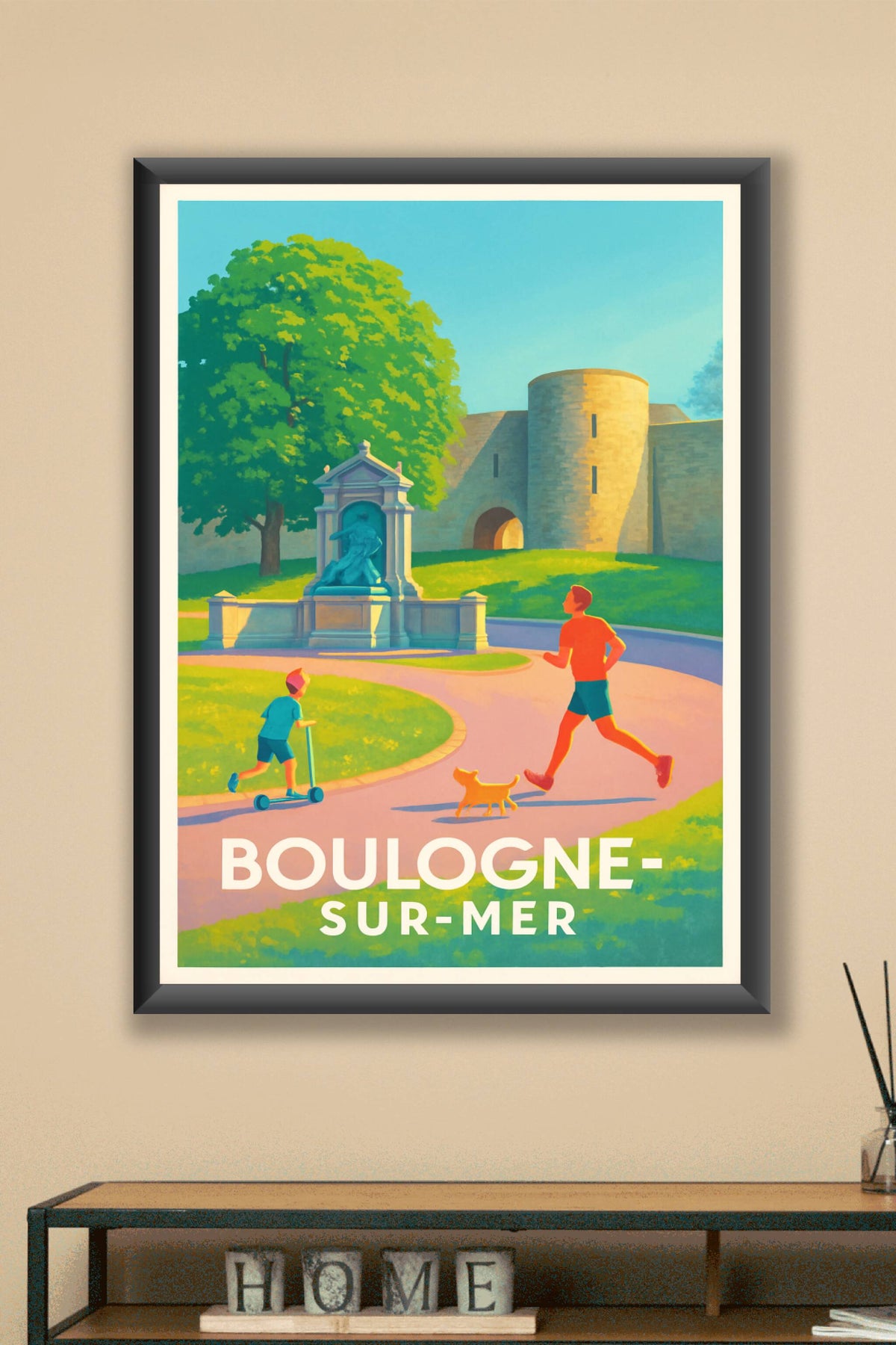 Affiche Boulogne-sur-Mer — Balade ensoleillée au parc · poster d'art de Boulogne-sur-Mer