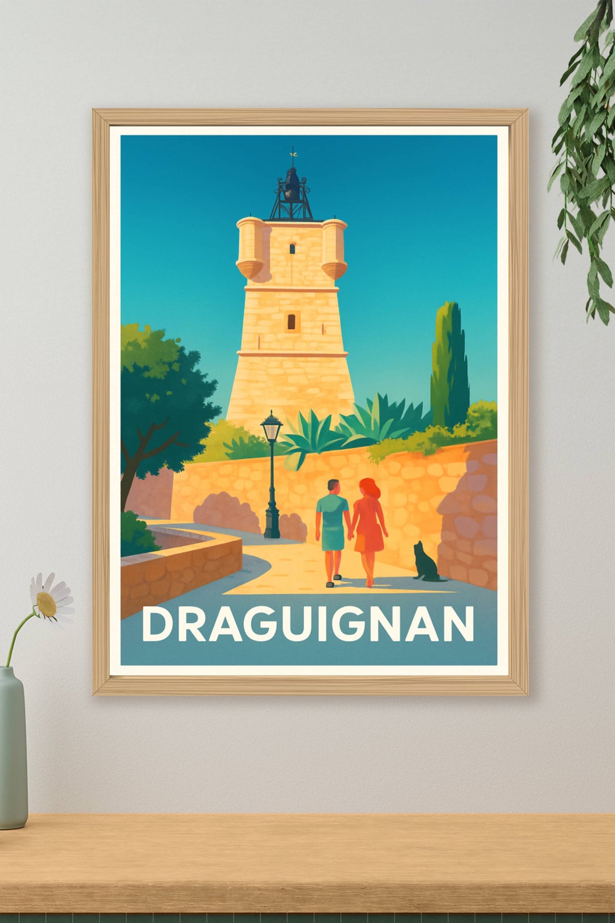 Affiche Draguignan — Promenade ensoleillée au cœur de la Provence · poster d'art de Draguignan
