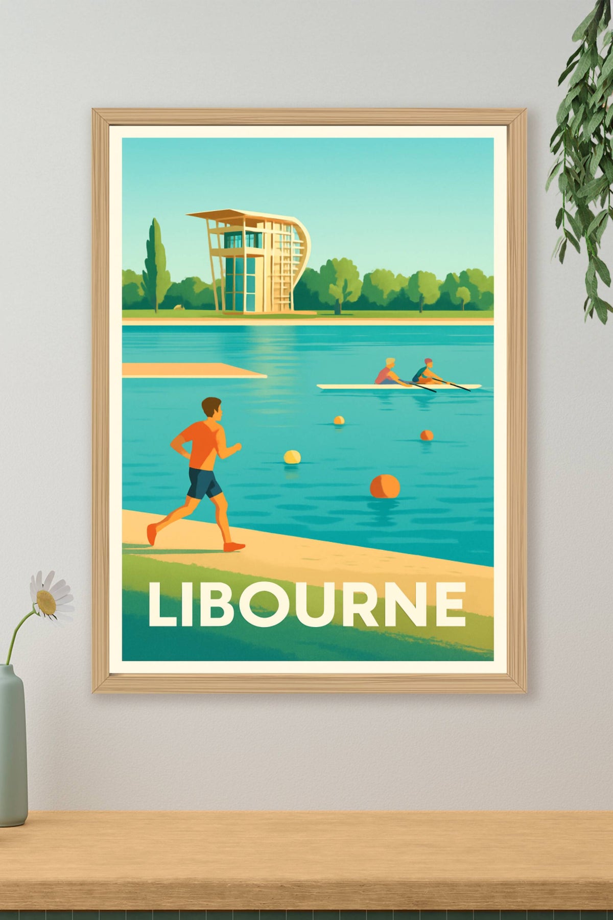 Affiche Libourne — Escapade sportive au bord de l'eau · poster d'art de Libourne