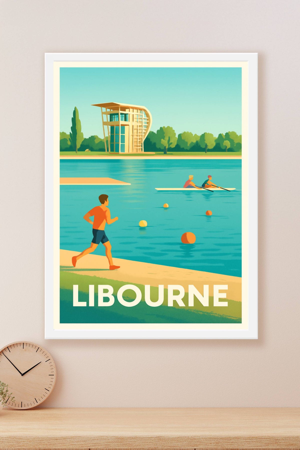 Affiche Libourne — Escapade sportive au bord de l'eau · poster d'art de Libourne