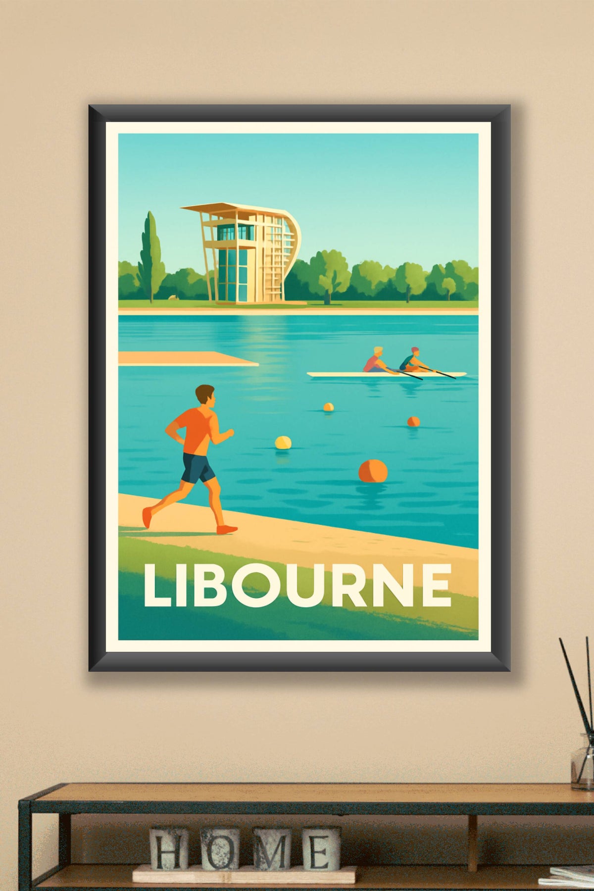 Affiche Libourne — Escapade sportive au bord de l'eau · poster d'art de Libourne