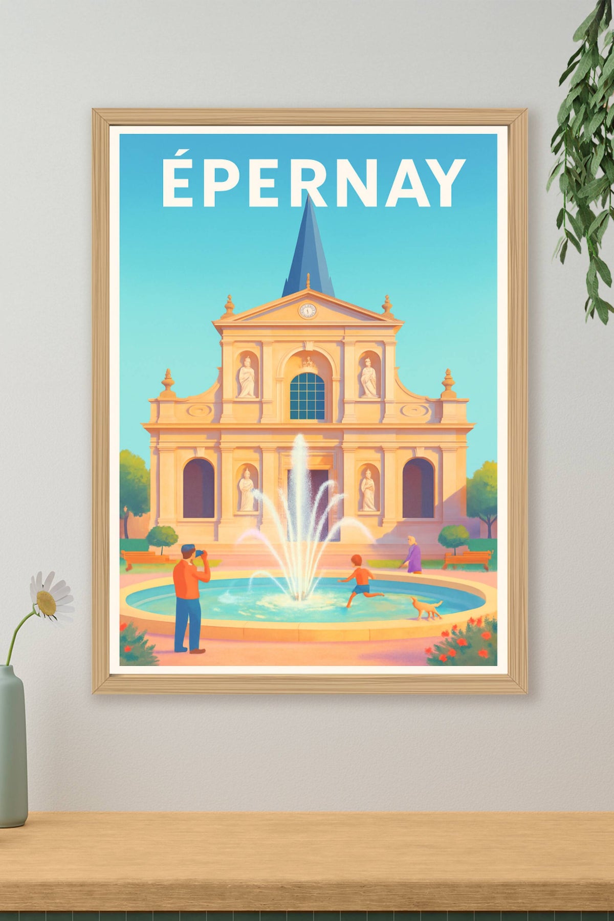 Affiche Épernay — Éclats de vie autour de la fontaine · poster d'art de Épernay