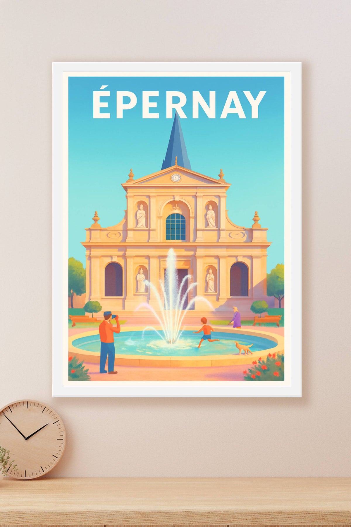 Affiche Épernay — Éclats de vie autour de la fontaine · poster d'art de Épernay