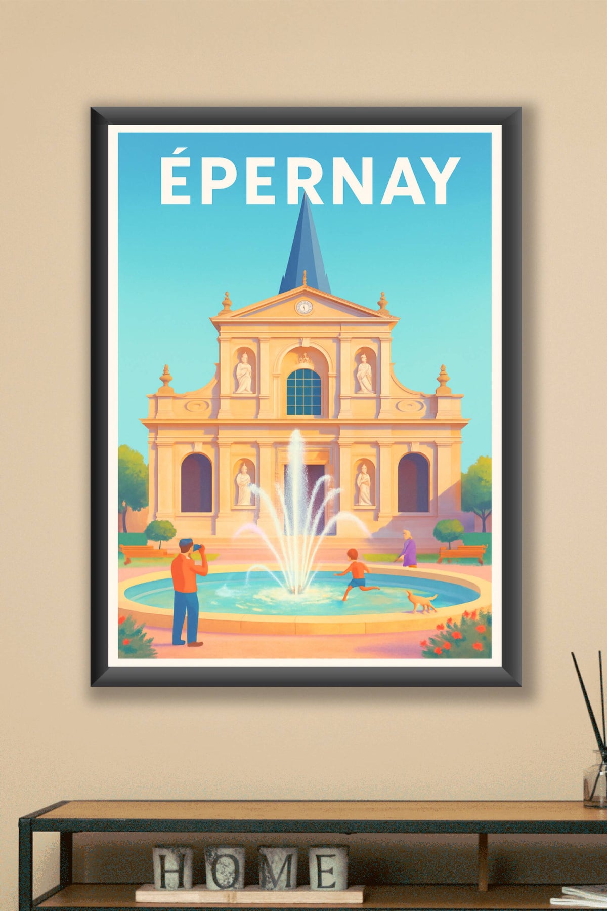 Affiche Épernay — Éclats de vie autour de la fontaine · poster d'art de Épernay