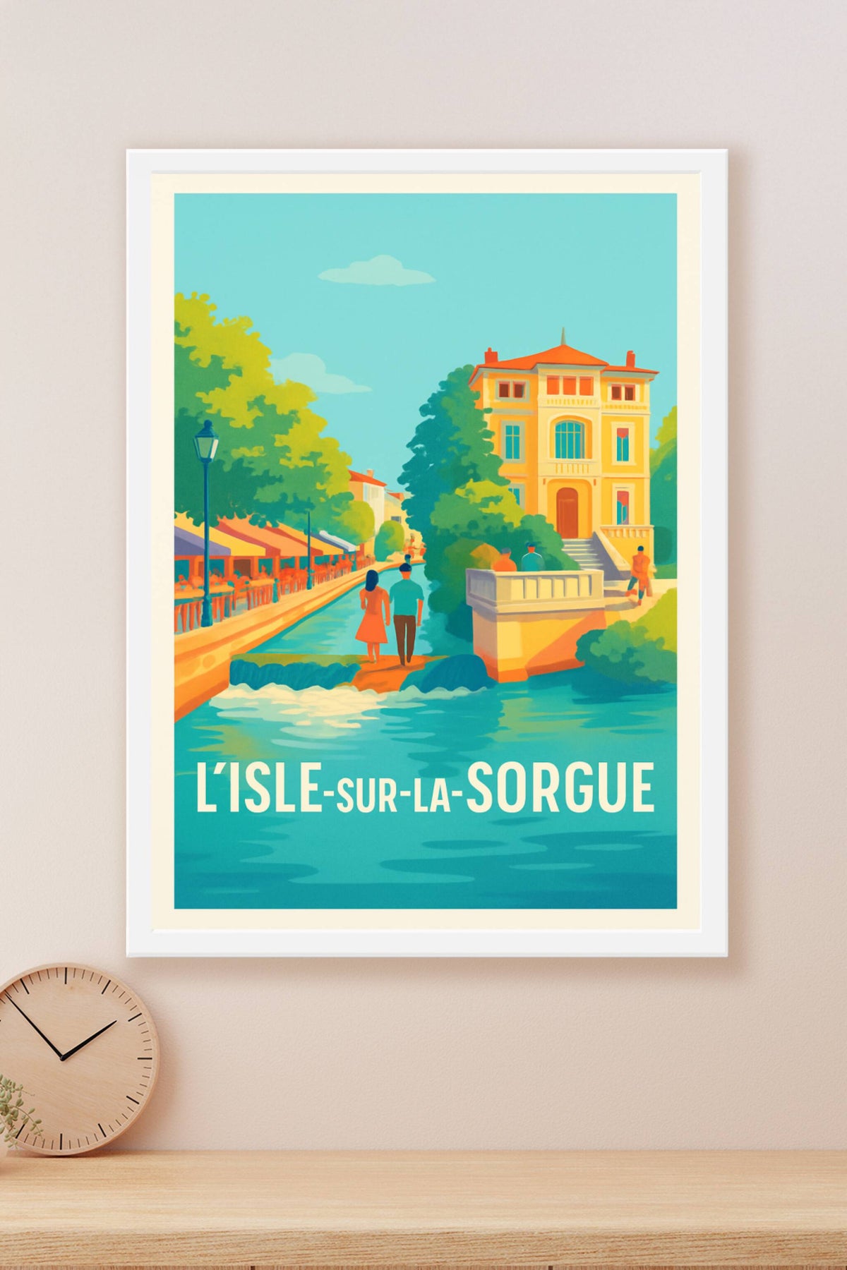 Affiche L'Isle-sur-la-Sorgue — Charme et sérénité au fil de l'eau · poster d'art de L'Isle-sur-la-Sorgue
