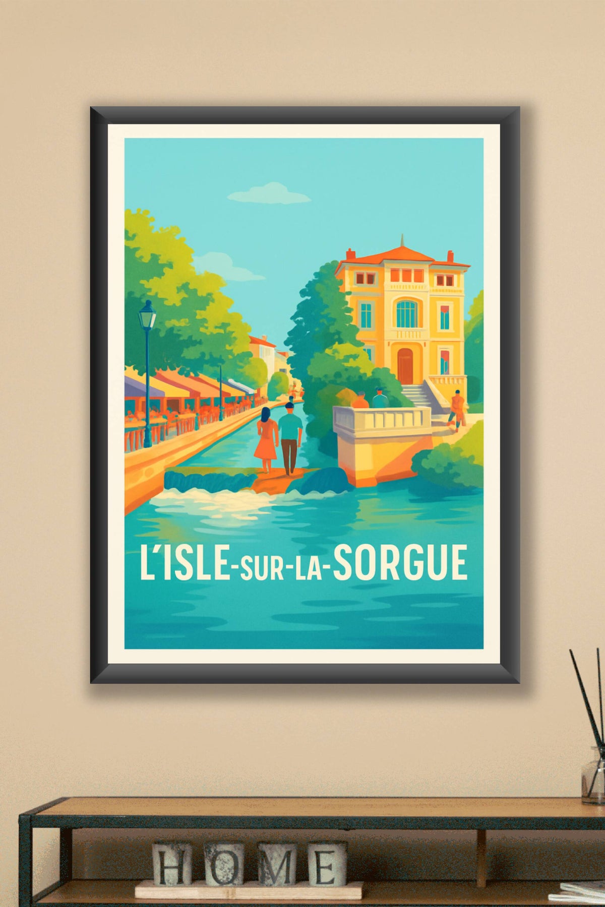 Affiche L'Isle-sur-la-Sorgue — Charme et sérénité au fil de l'eau · poster d'art de L'Isle-sur-la-Sorgue