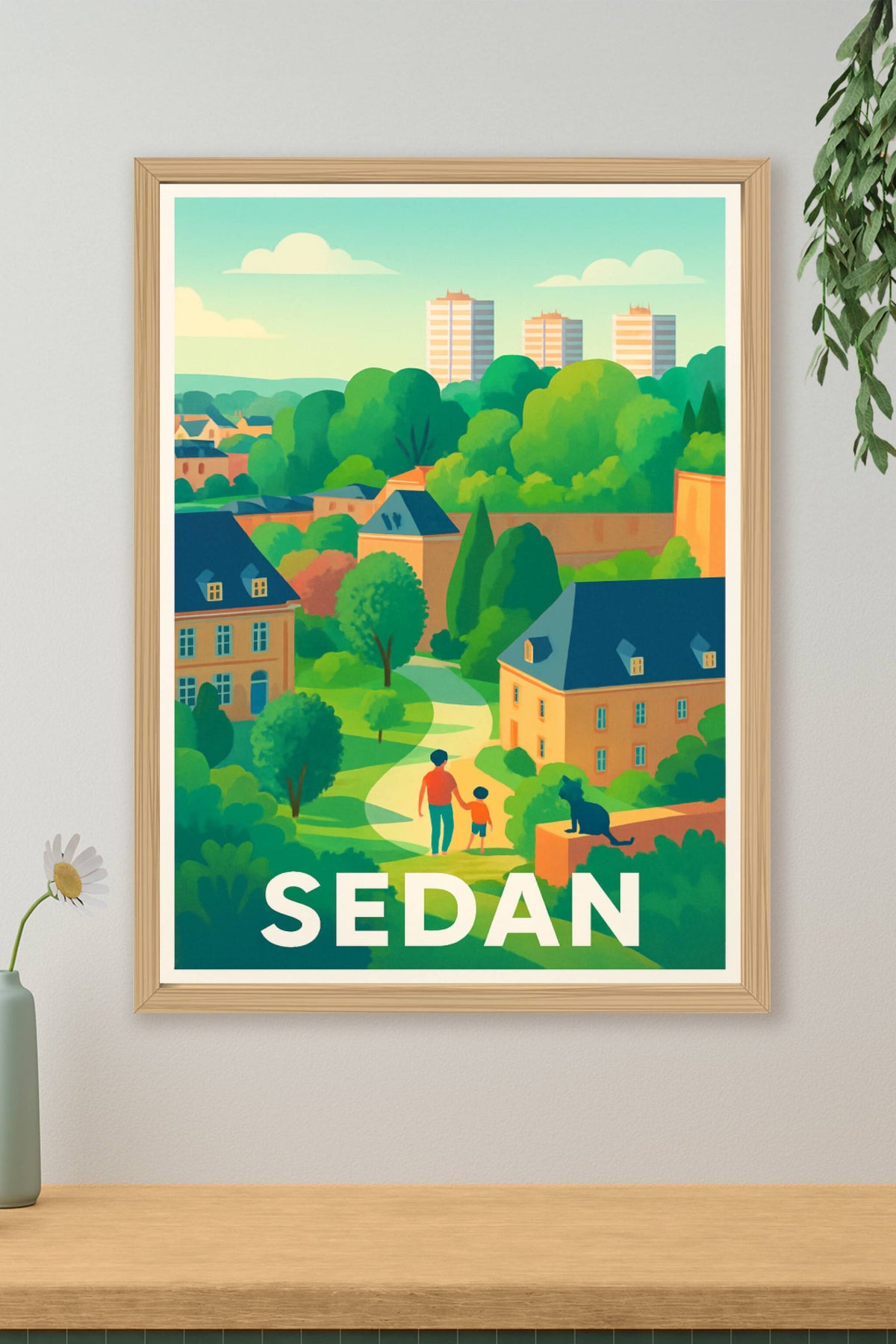 Affiche Sedan — Charme et nature au pied du Château · poster d'art de Sedan