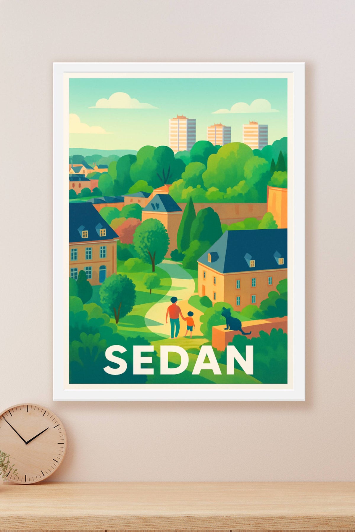 Affiche Sedan — Charme et nature au pied du Château · poster d'art de Sedan