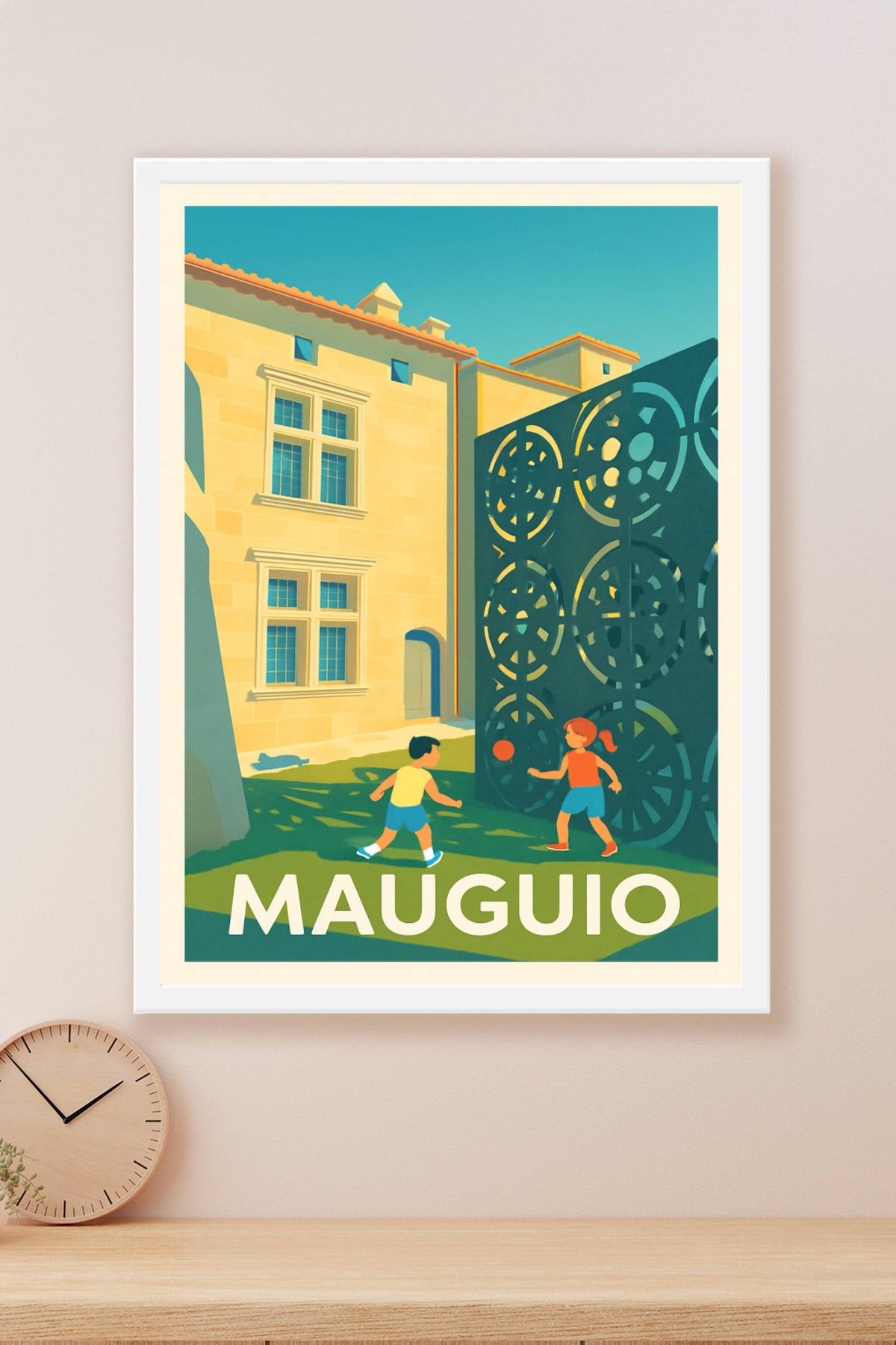 Affiche Mauguio — Une après-midi ensoleillée au cœur de la ville · poster d'art de Mauguio