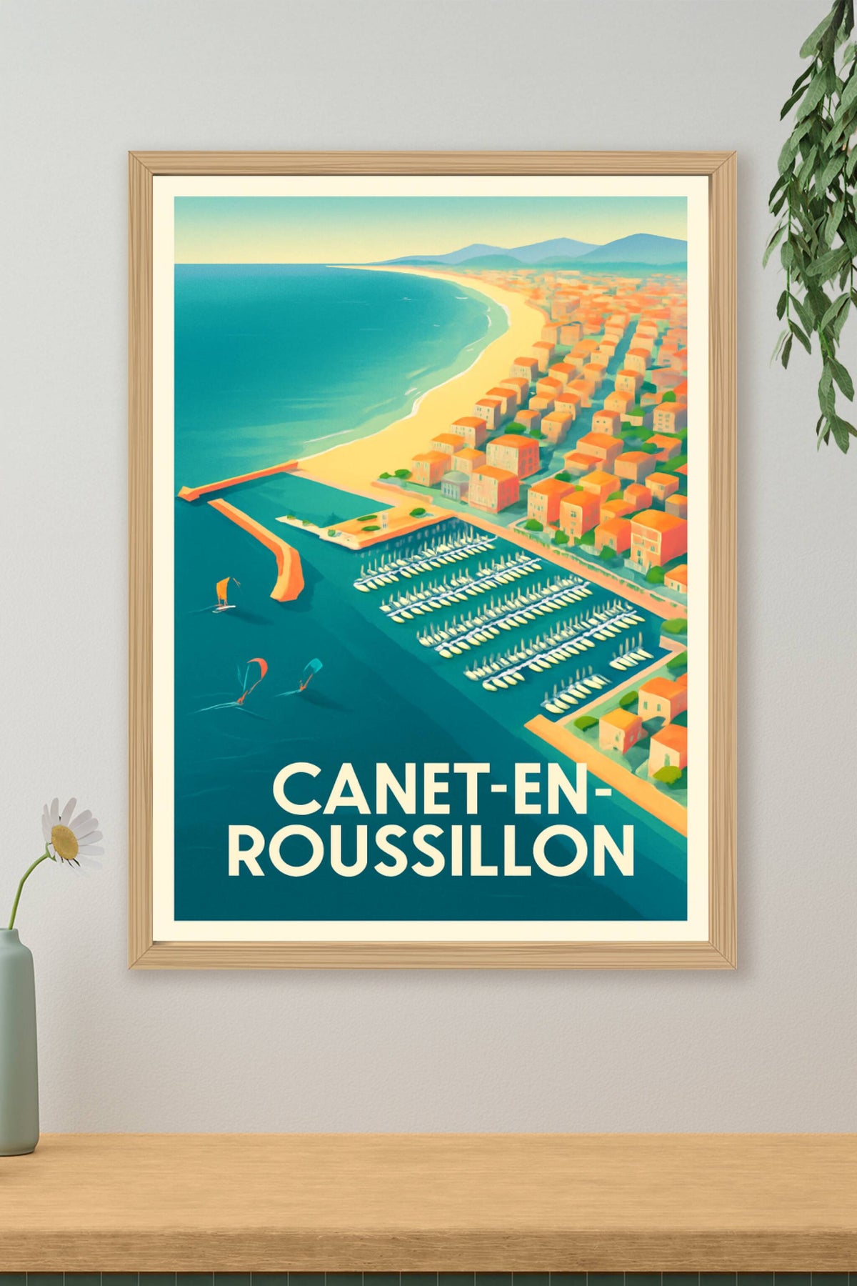 Affiche Canet-en-Roussillon — Charme côtier et éclat méditerranéen · poster d'art de Canet-en-Roussillon