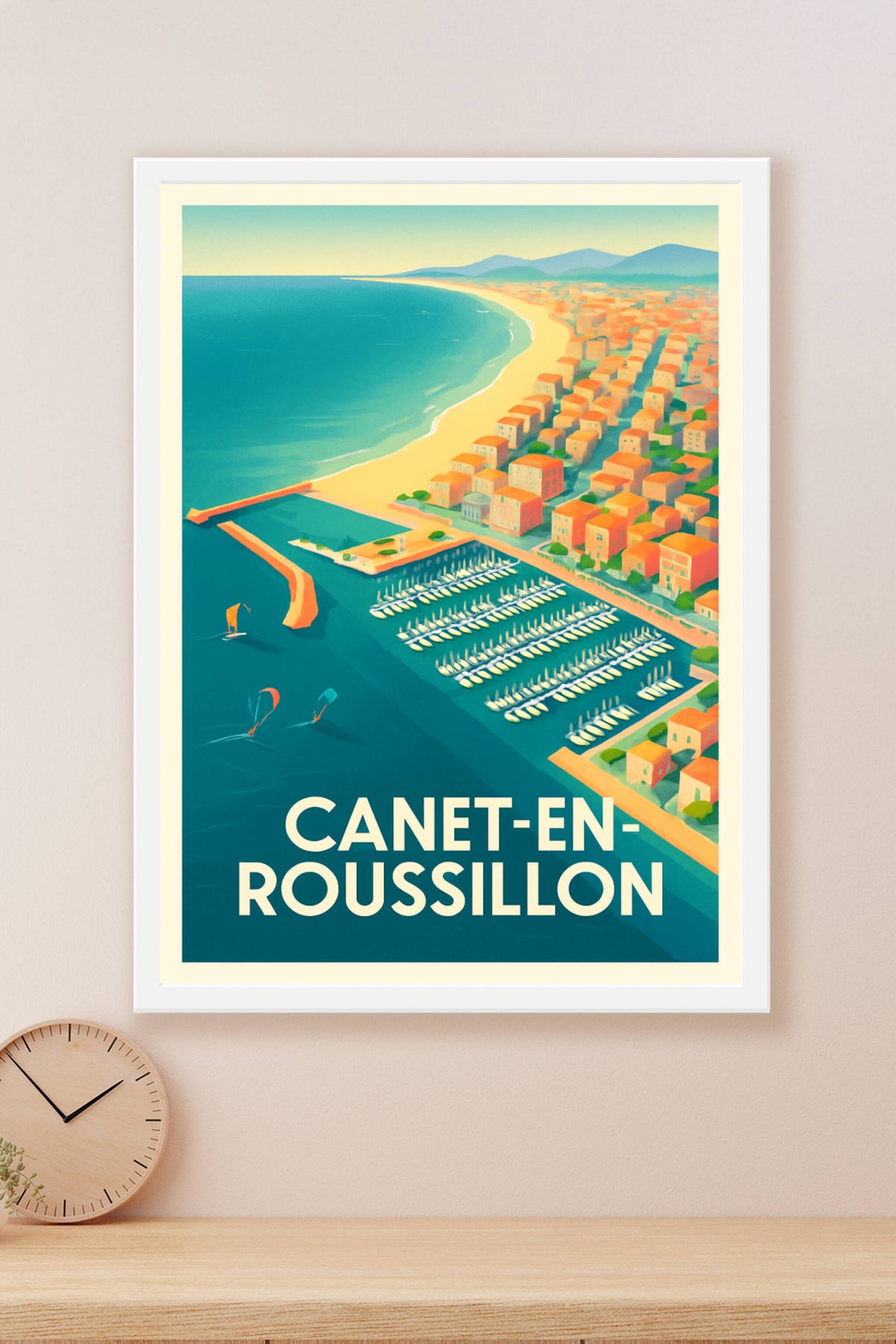 Affiche Canet-en-Roussillon — Charme côtier et éclat méditerranéen · poster d'art de Canet-en-Roussillon