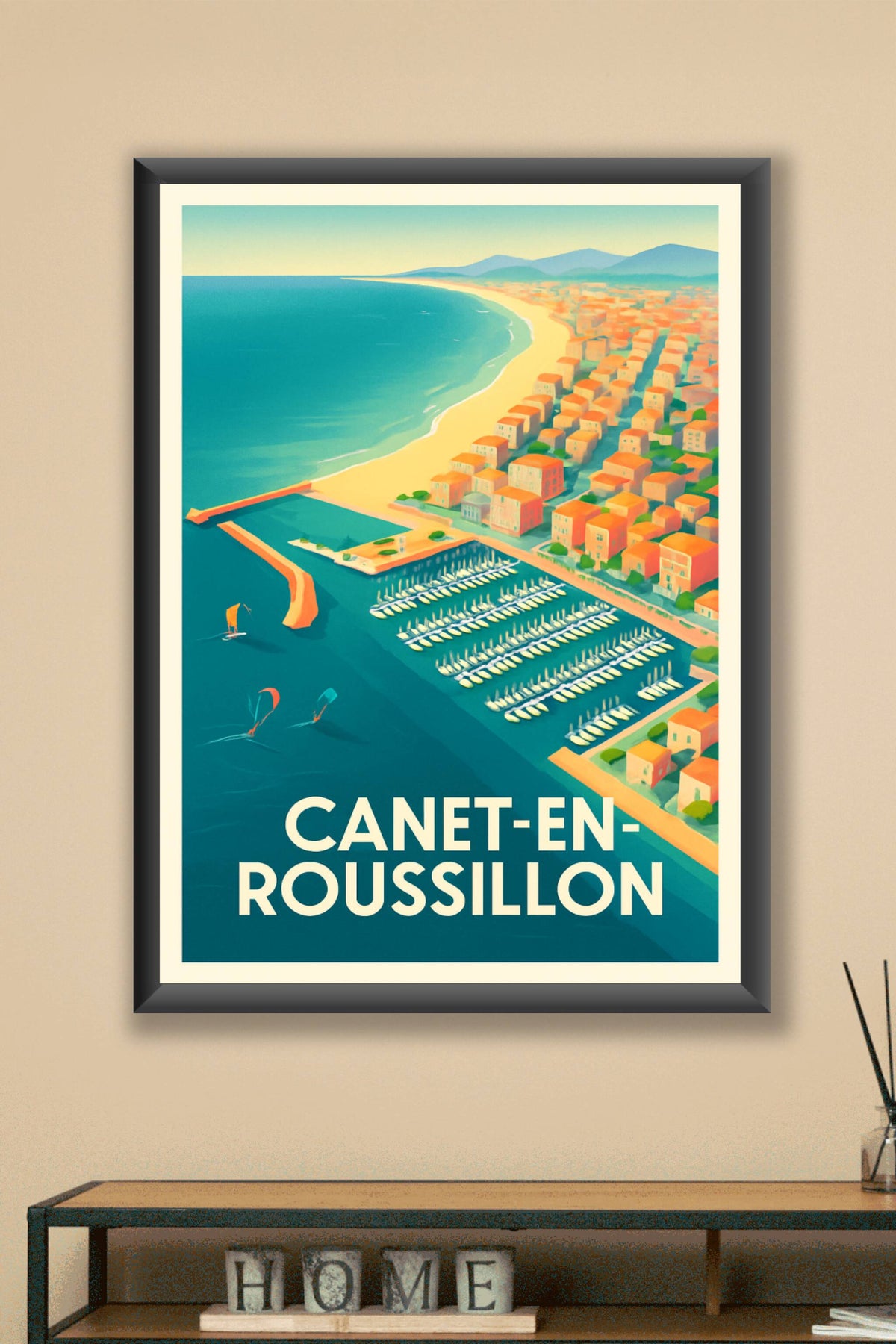 Affiche Canet-en-Roussillon — Charme côtier et éclat méditerranéen · poster d'art de Canet-en-Roussillon