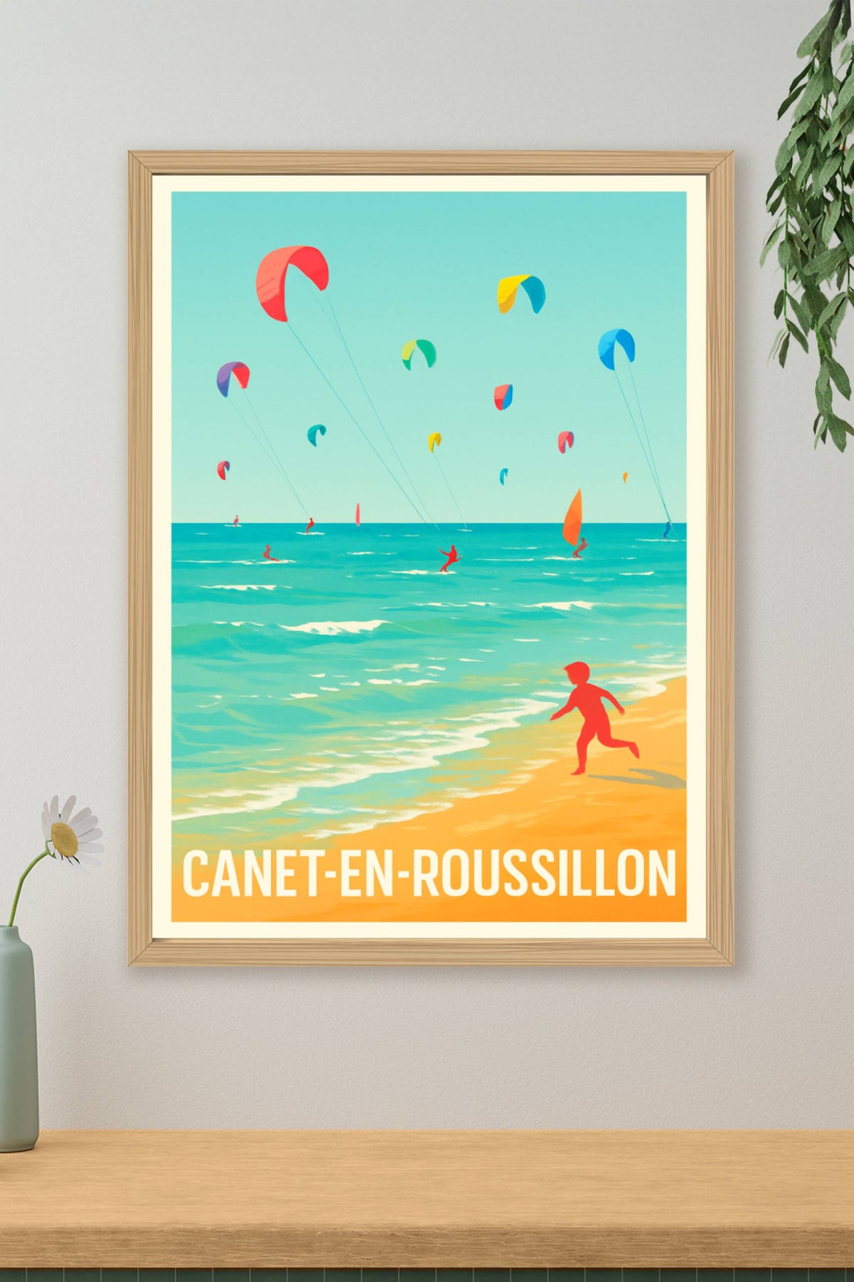 Affiche Canet-en-Roussillon — L'appel des sports nautiques · poster d'art de Canet-en-Roussillon