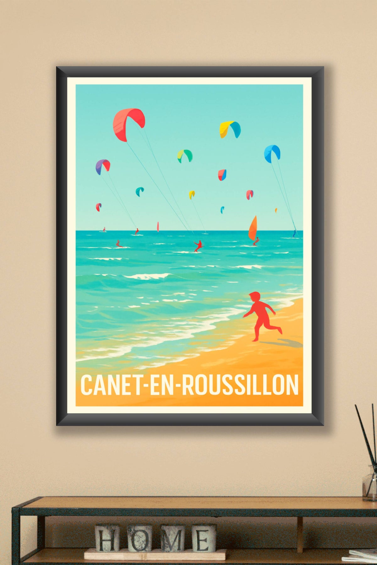 Affiche Canet-en-Roussillon — L'appel des sports nautiques · poster d'art de Canet-en-Roussillon