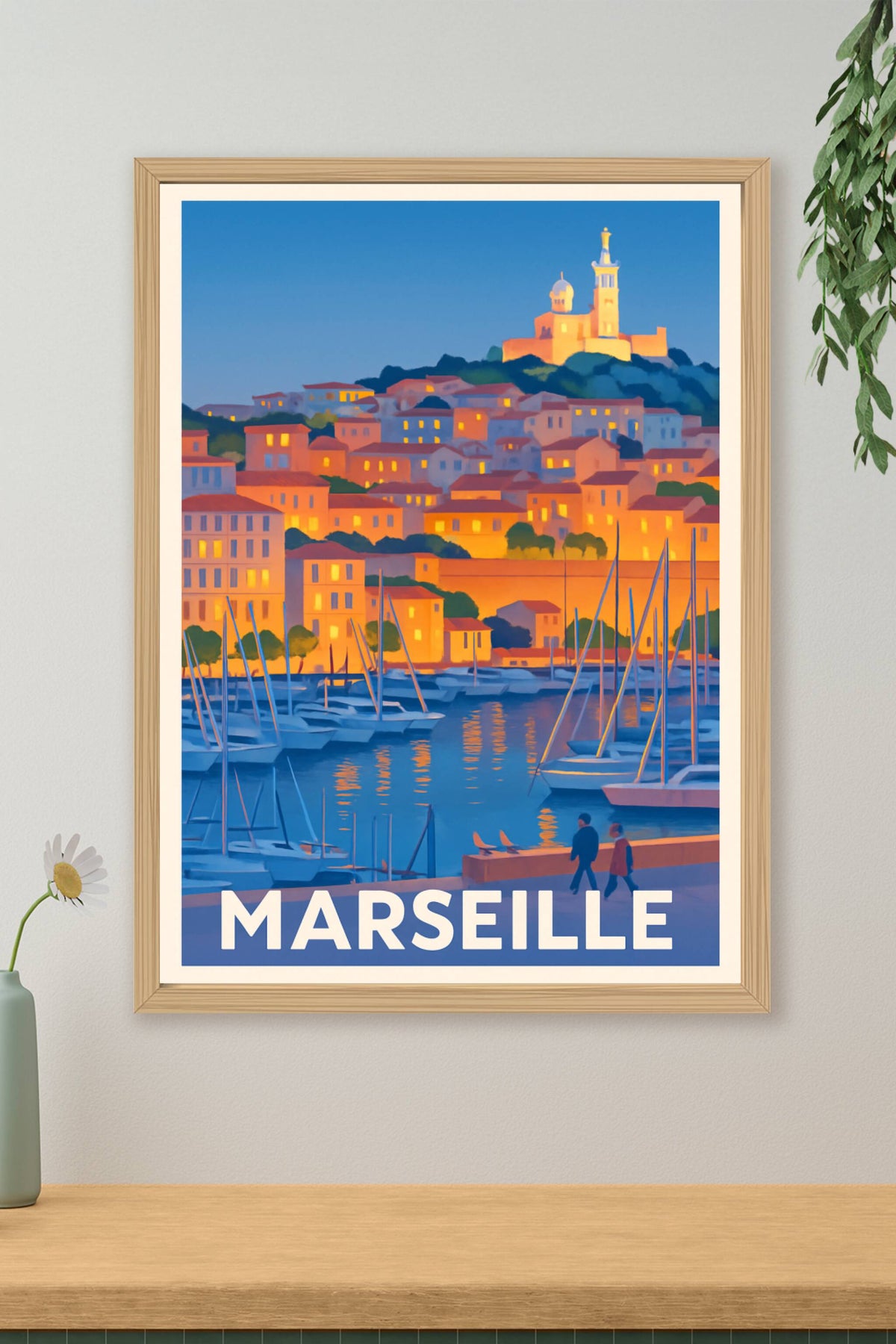 Affiche Marseille — Lumières du Vieux-Port au crépuscule · poster d'art de Marseille