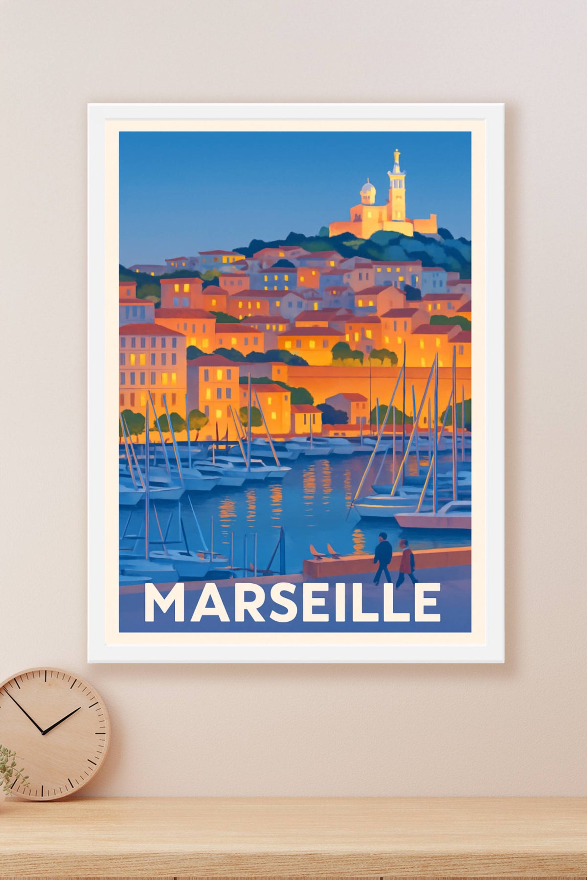 Affiche Marseille — Lumières du Vieux-Port au crépuscule · poster d'art de Marseille