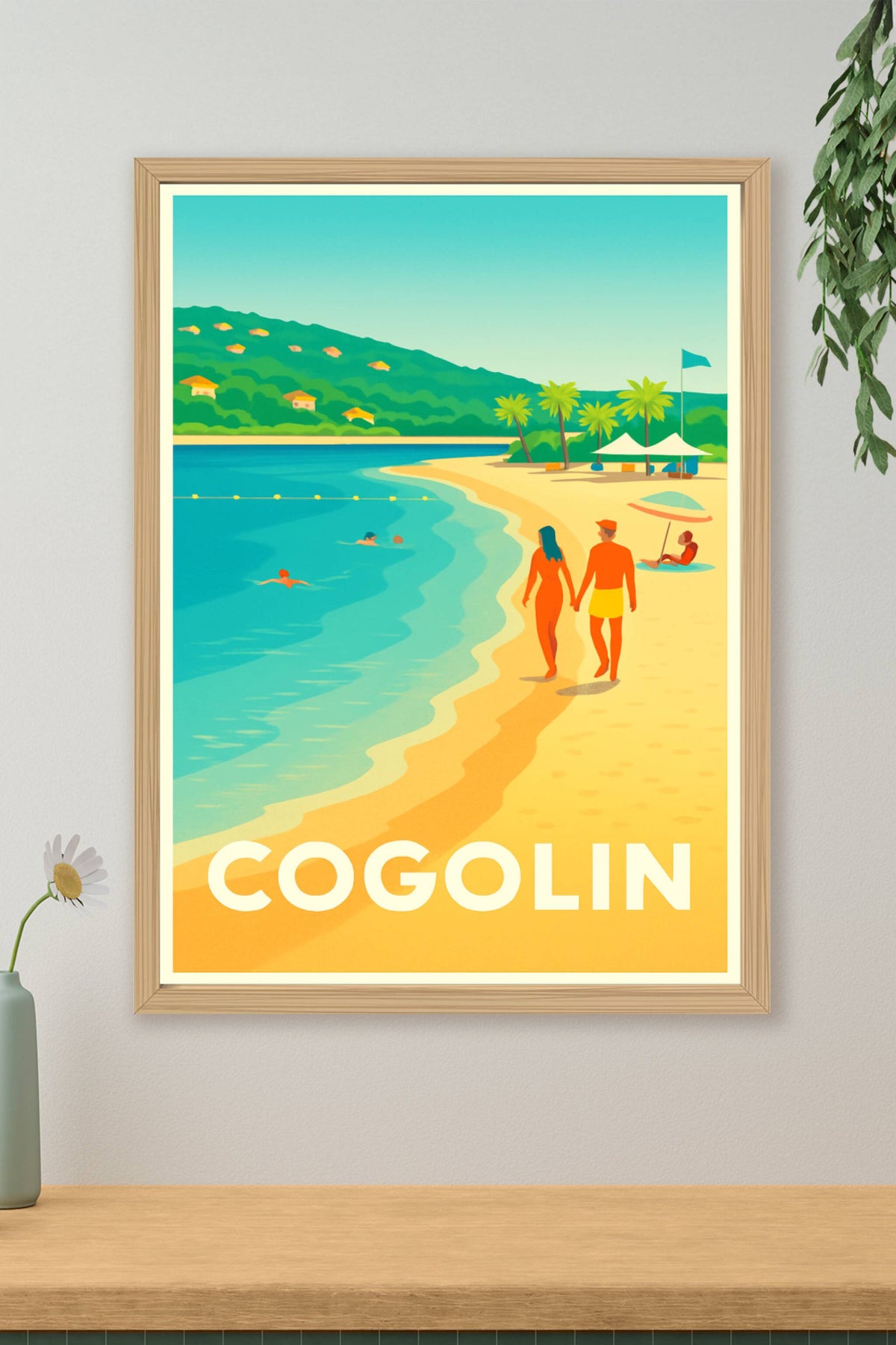 Affiche Cogolin — Douceur et farniente sur la plage · poster d'art de Cogolin