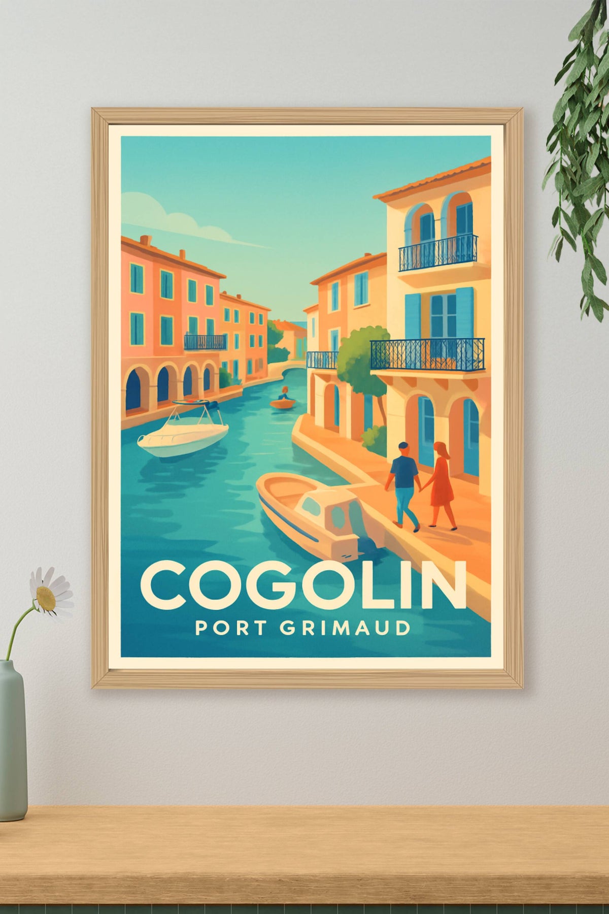 Affiche Cogolin — Charme et douceur au Port Grimaud · poster d'art de Cogolin