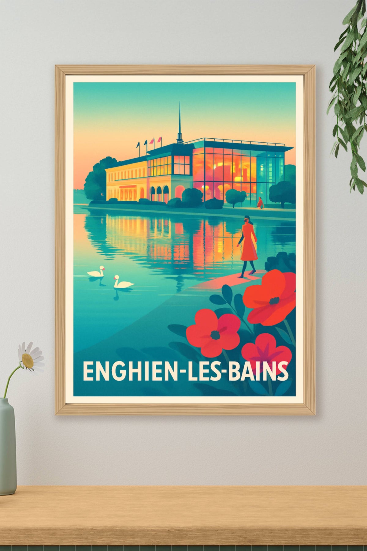 Affiche Enghien-les-Bains — Élégance au bord de l'eau · poster d'art de Enghien-les-Bains