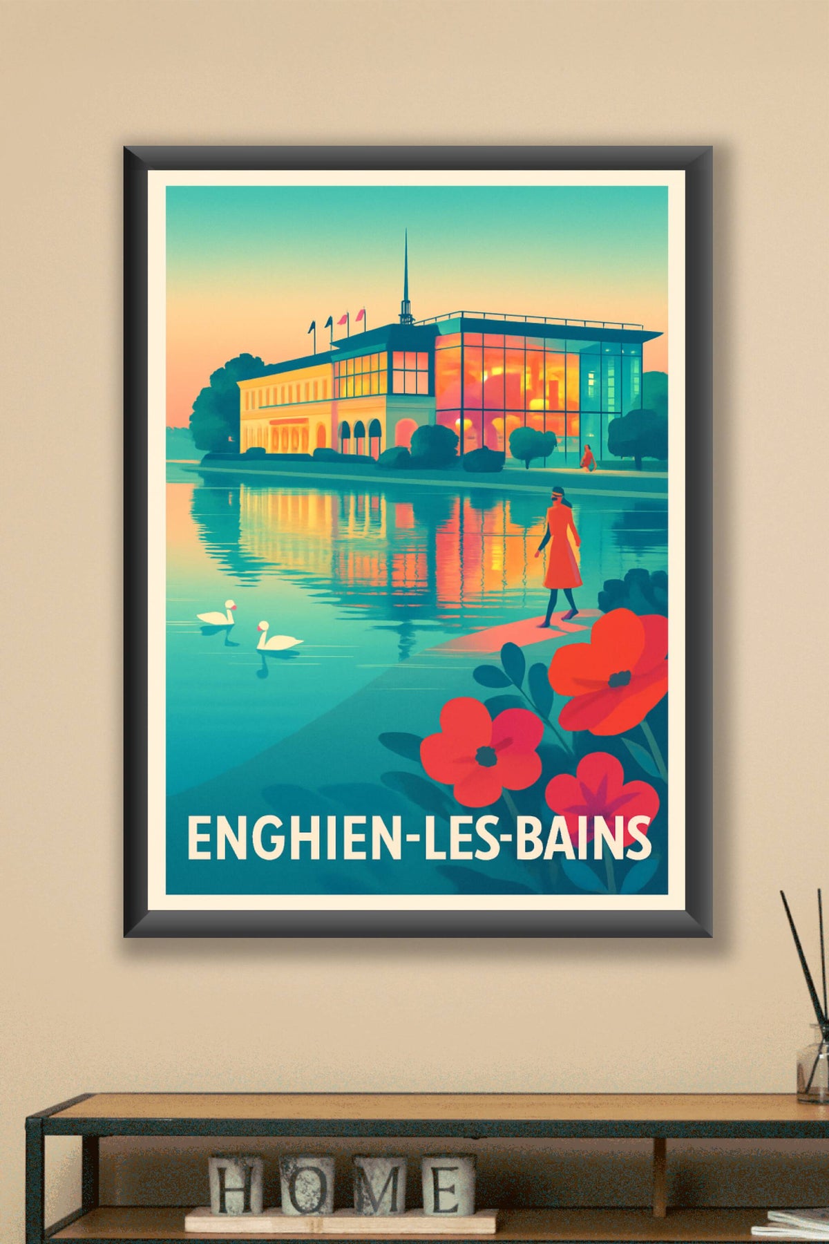 Affiche Enghien-les-Bains — Élégance au bord de l'eau · poster d'art de Enghien-les-Bains