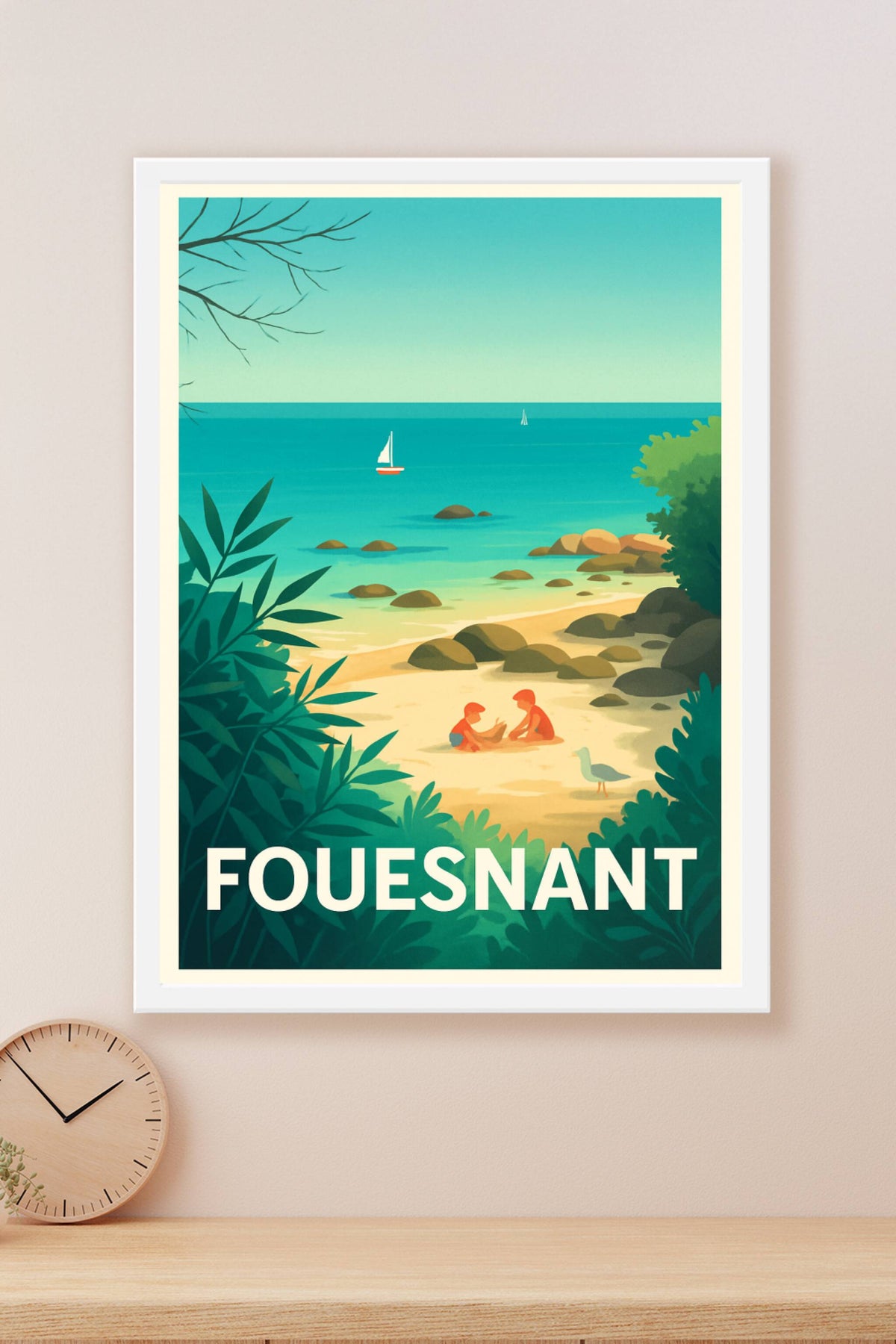 Affiche Fouesnant — Plage ensoleillée et douceur bretonne · poster d'art de Fouesnant