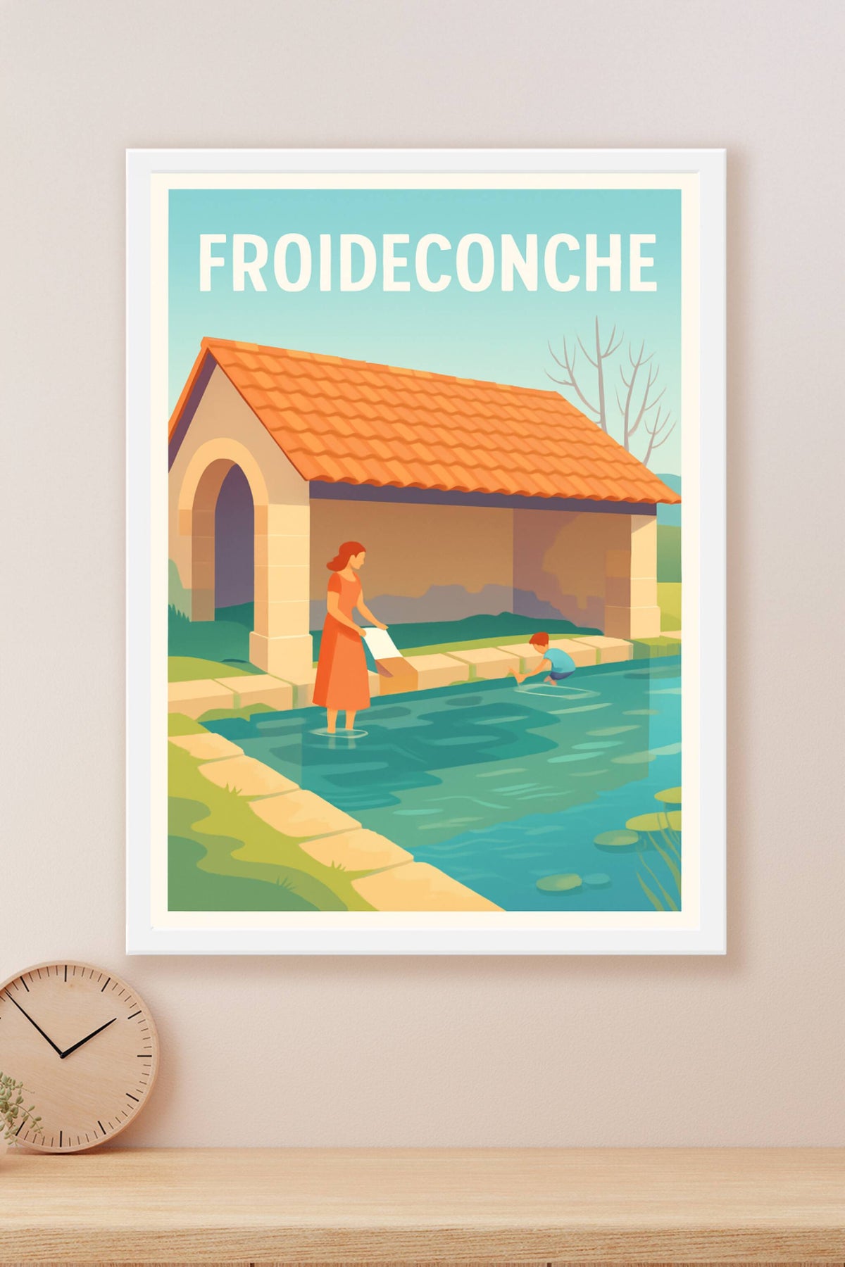 Affiche Froideconche — Charme bucolique au lavoir · poster d'art de Froideconche