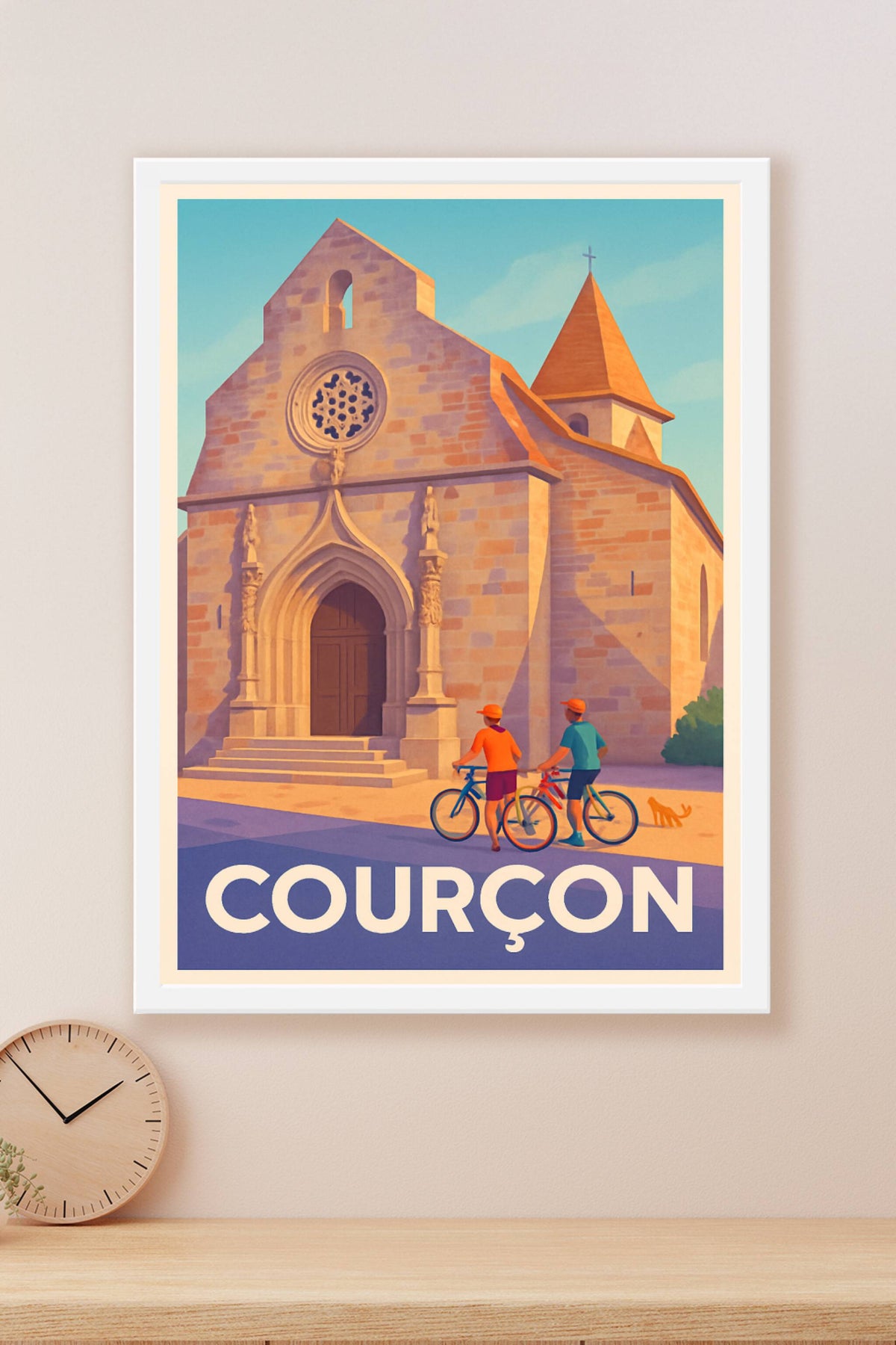 Affiche Courçon — Charme et patrimoine à vélo · poster d'art de Courçon