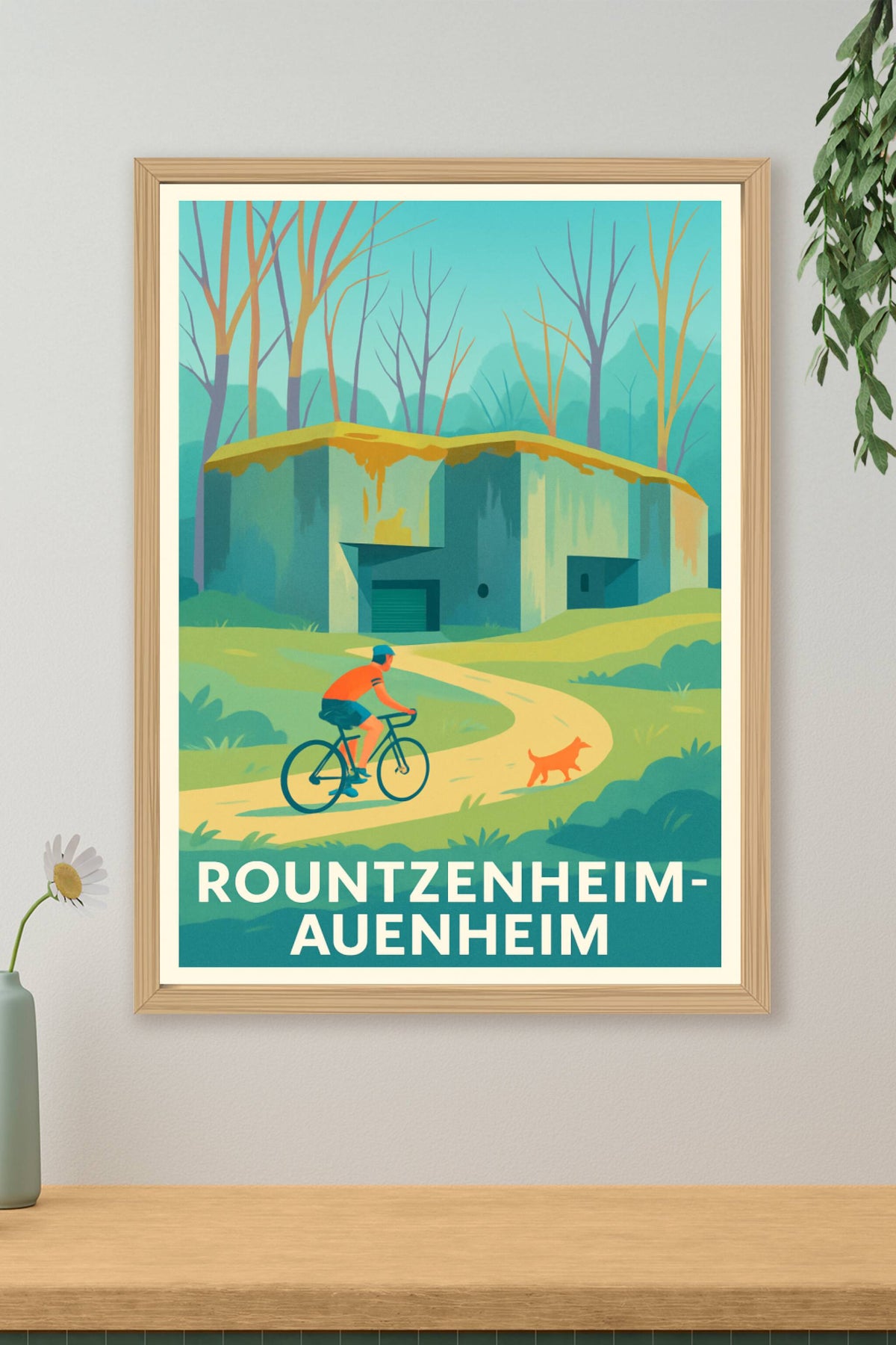 Affiche Rountzenheim-Auenheim — Échappée verte à vélo · poster d'art de Rountzenheim-Auenheim