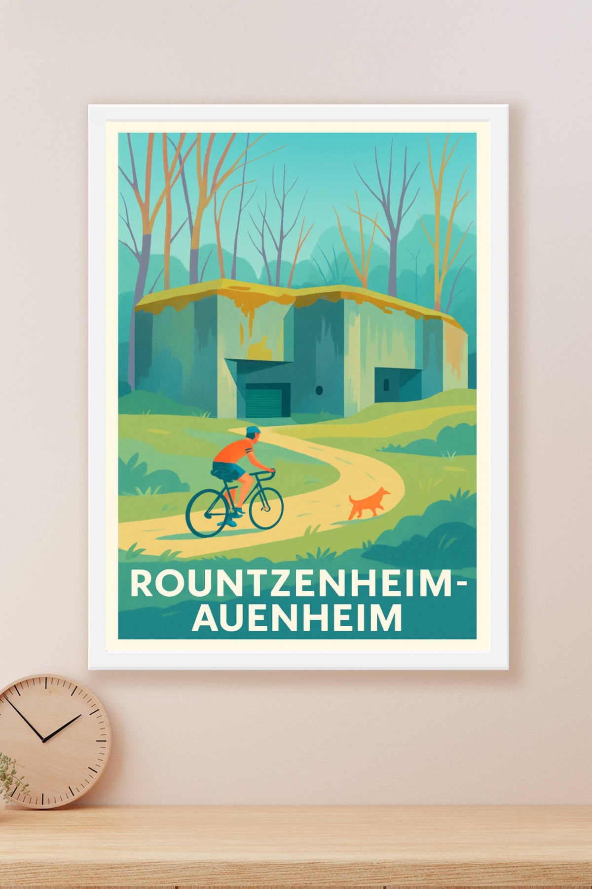Affiche Rountzenheim-Auenheim — Échappée verte à vélo · poster d'art de Rountzenheim-Auenheim