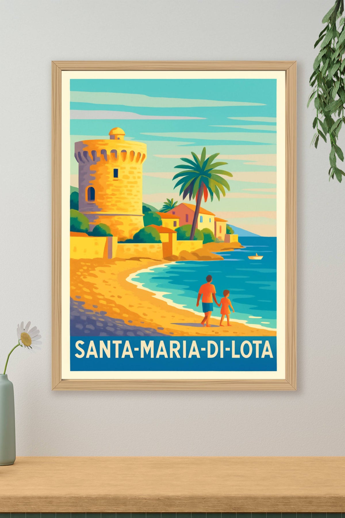 Affiche Santa-Maria-di-Lota — Balade en bord de mer intemporelle · poster d'art de Santa-Maria-di-Lota