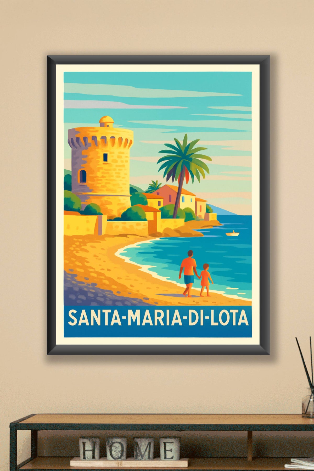 Affiche Santa-Maria-di-Lota — Balade en bord de mer intemporelle · poster d'art de Santa-Maria-di-Lota