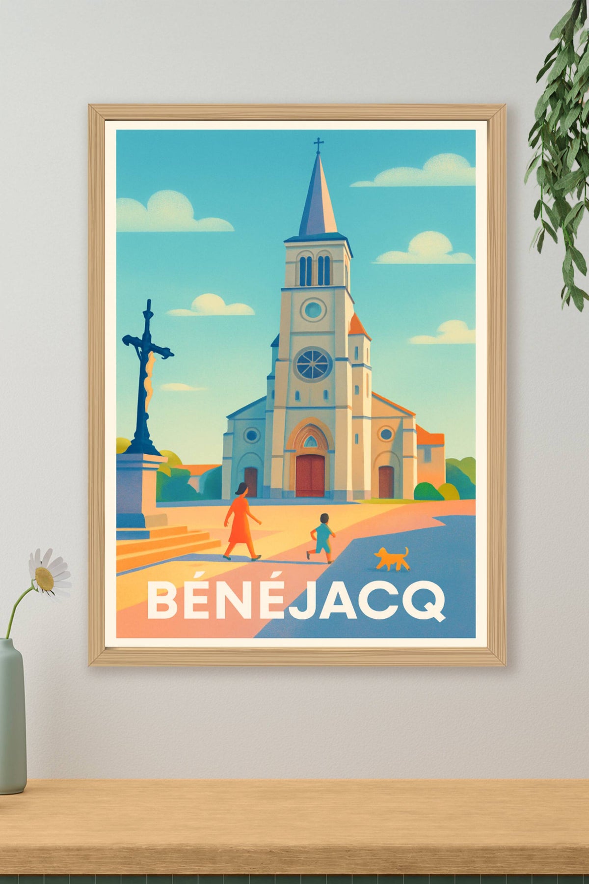 Affiche Bénéjacq — Charme et sérénité en Béarn · poster d'art de Bénéjacq