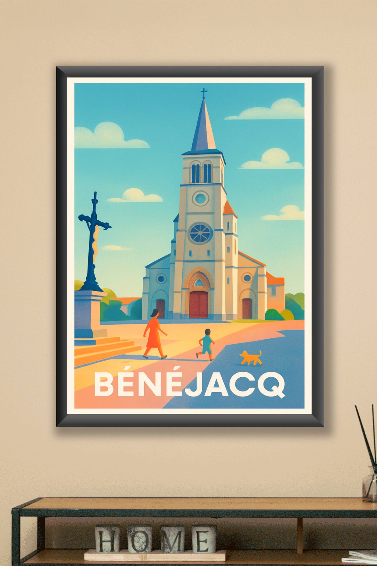 Affiche Bénéjacq — Charme et sérénité en Béarn · poster d'art de Bénéjacq