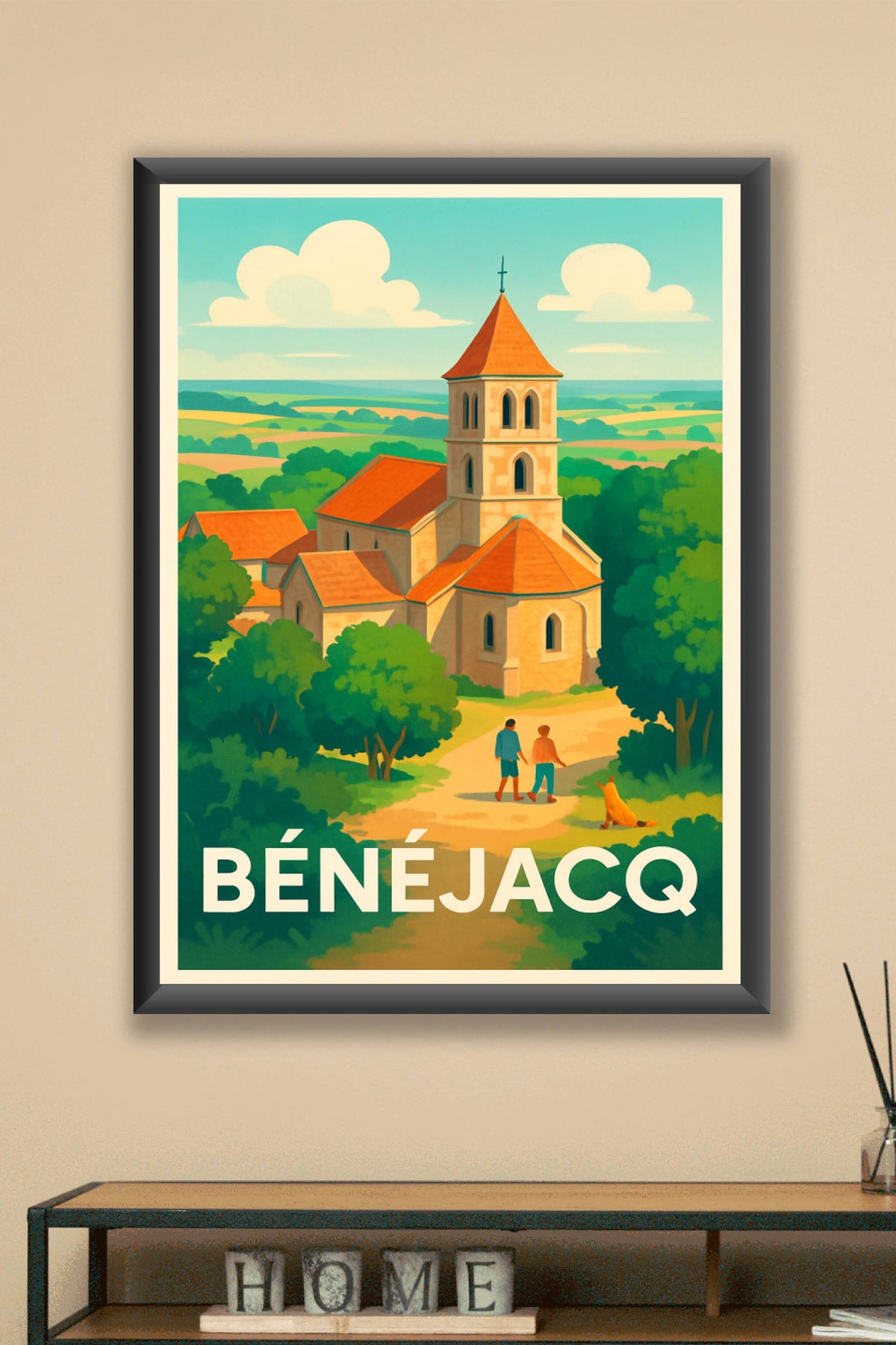Affiche Bénéjacq — Charme et Sérénité en Vallée d'Aspe · poster d'art de Bénéjacq