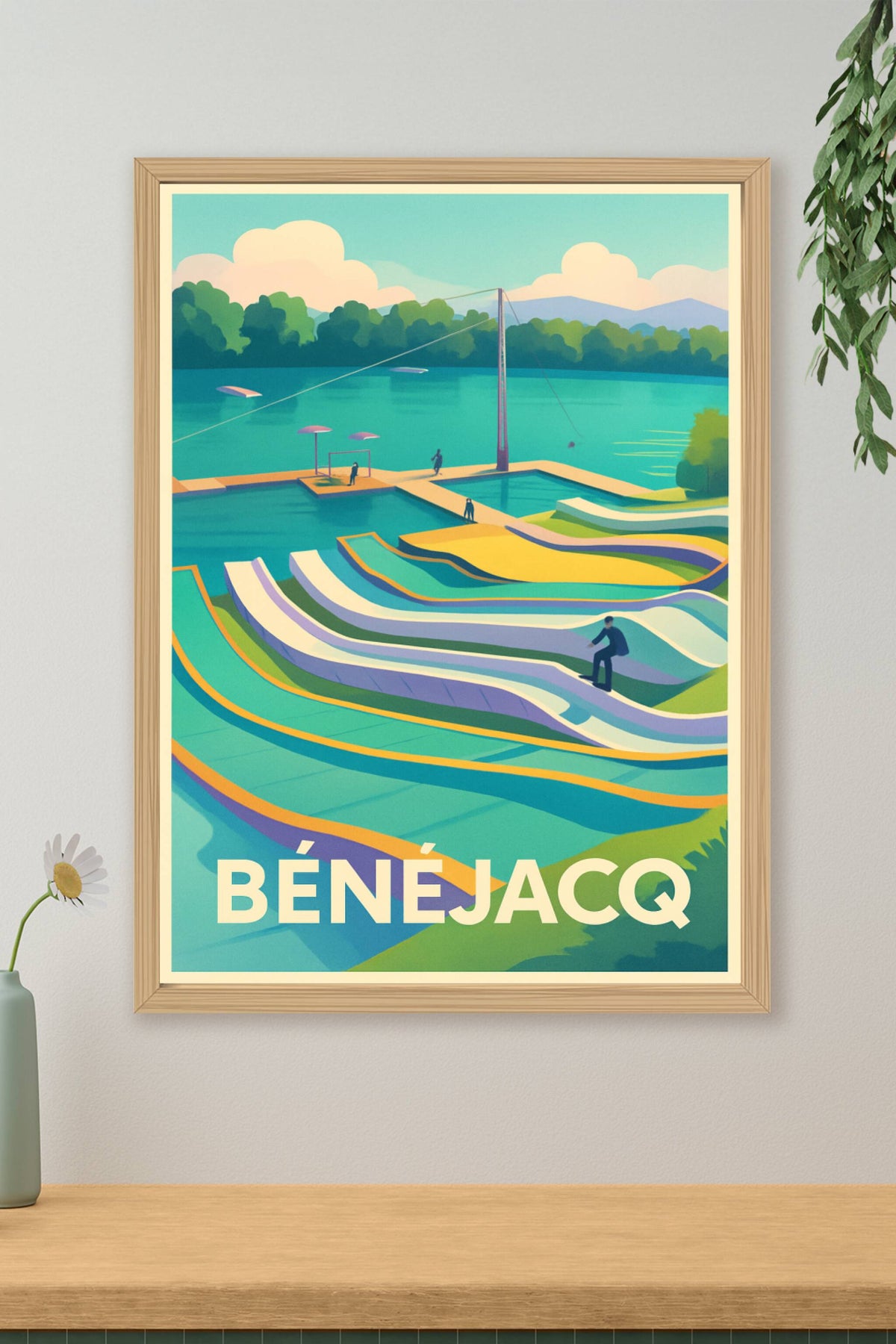 Affiche Bénéjacq — L'été ludique au parc aquatique · poster d'art de Bénéjacq