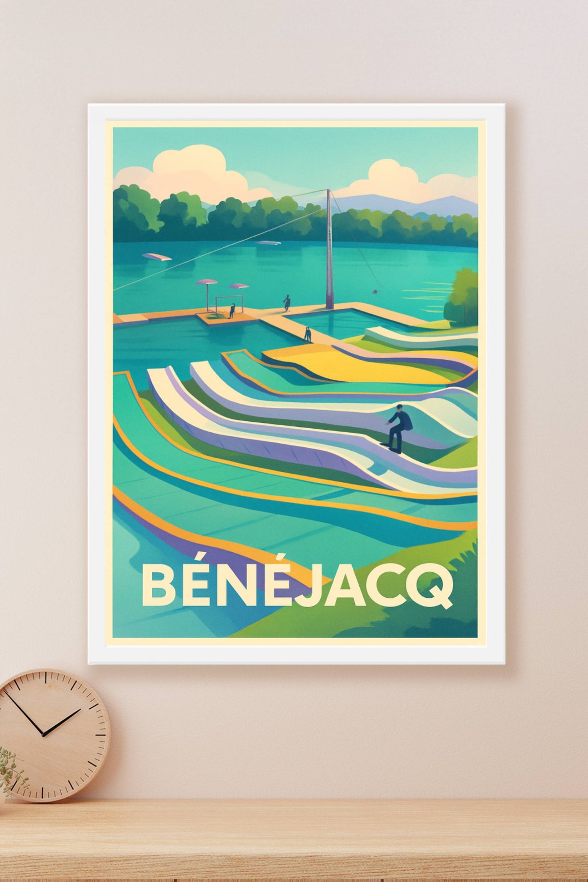 Affiche Bénéjacq — L'été ludique au parc aquatique · poster d'art de Bénéjacq