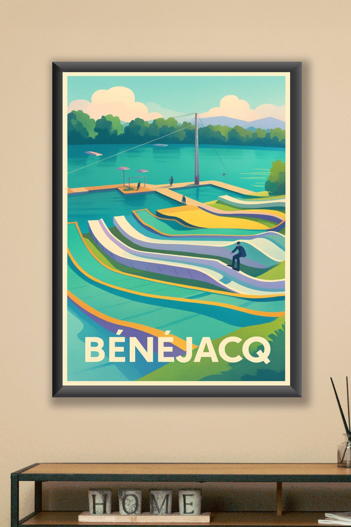 Affiche Bénéjacq — L'été ludique au parc aquatique · poster d'art de Bénéjacq