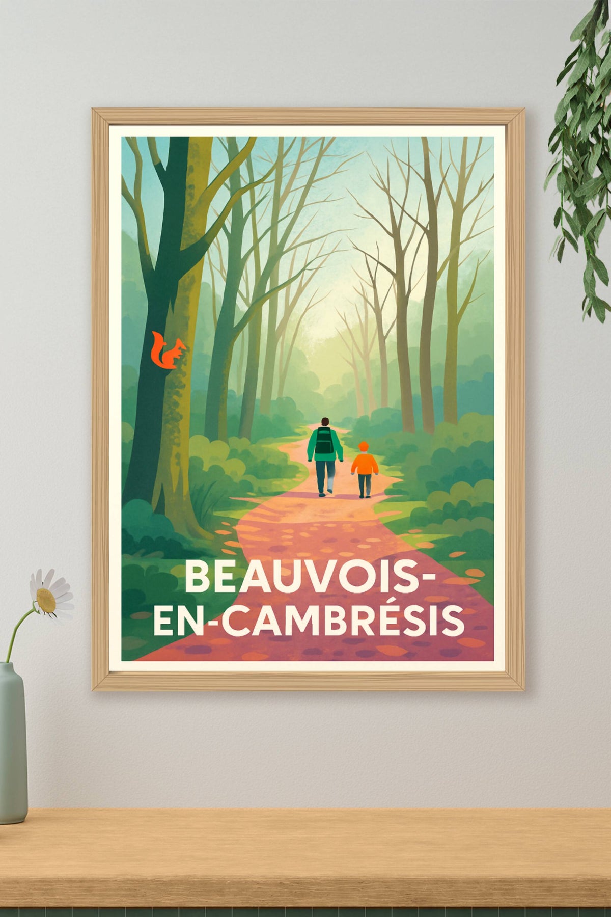 Affiche Beauvois-en-Cambrésis — Promenade bucolique en forêt · poster d'art de Beauvois-en-Cambrésis