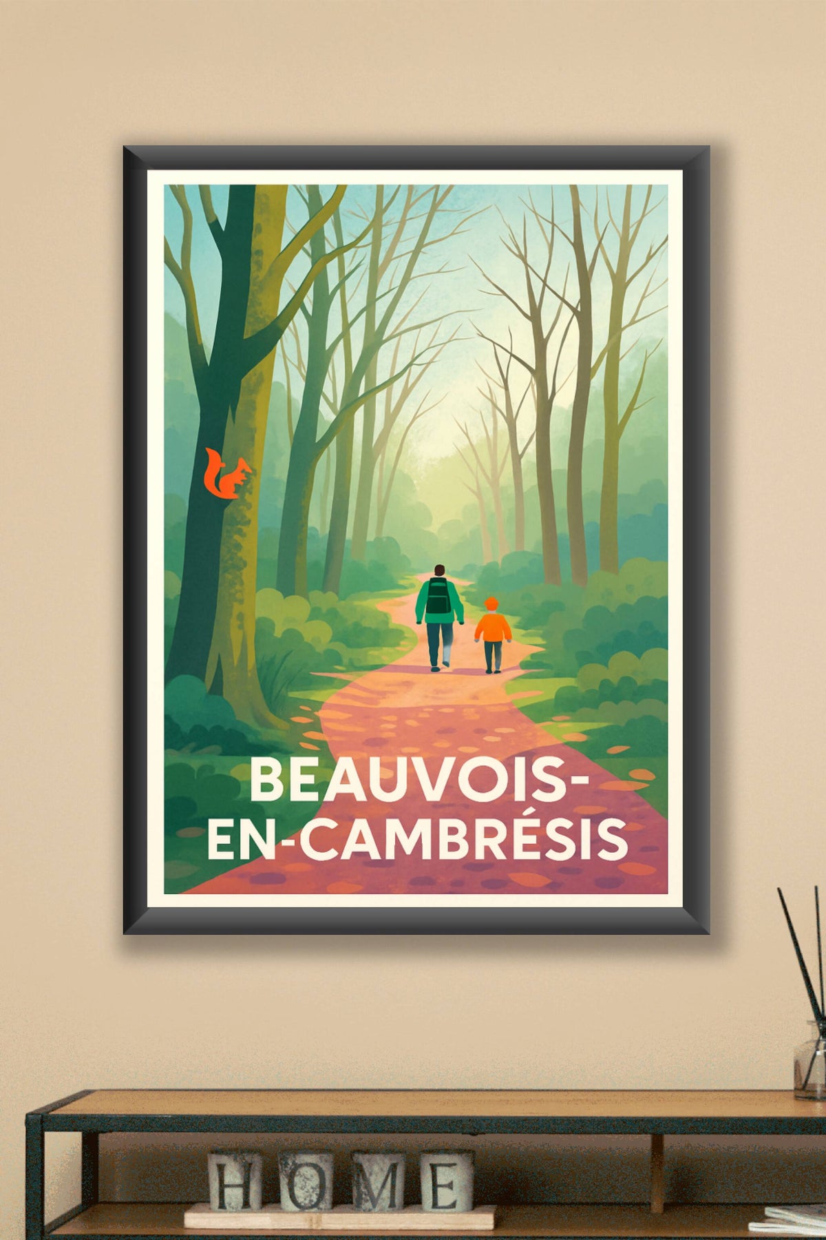 Affiche Beauvois-en-Cambrésis — Promenade bucolique en forêt · poster d'art de Beauvois-en-Cambrésis